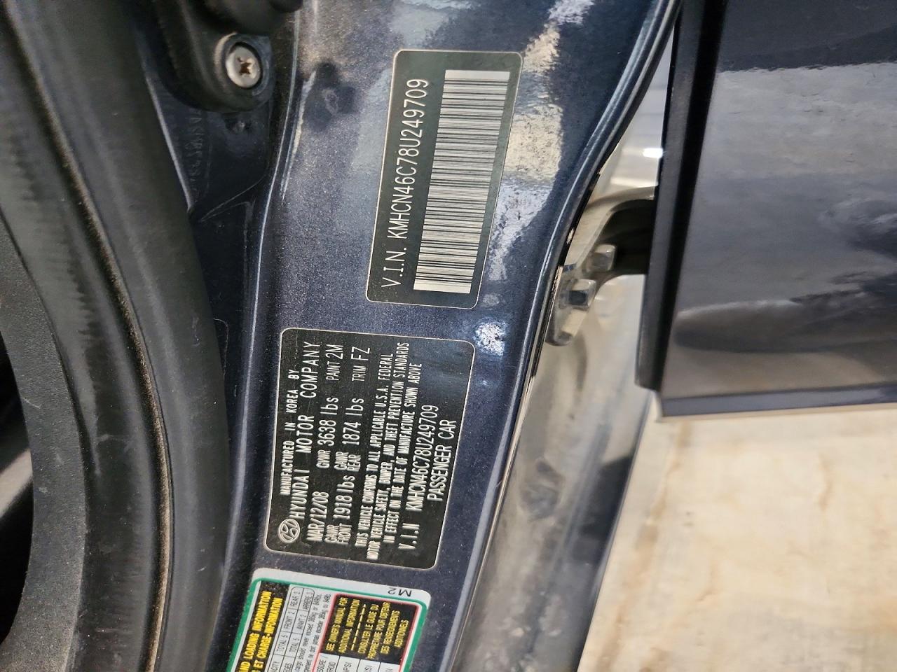 2008 Hyundai Accent Gls Gray vin: KMHCN46C78U249709
