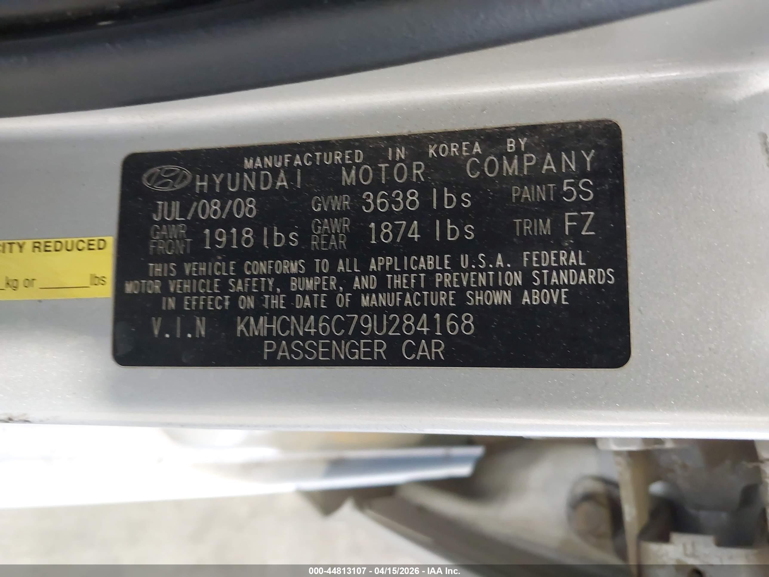 2009 Hyundai Accent Gls Серебряный vin: KMHCN46C79U284168