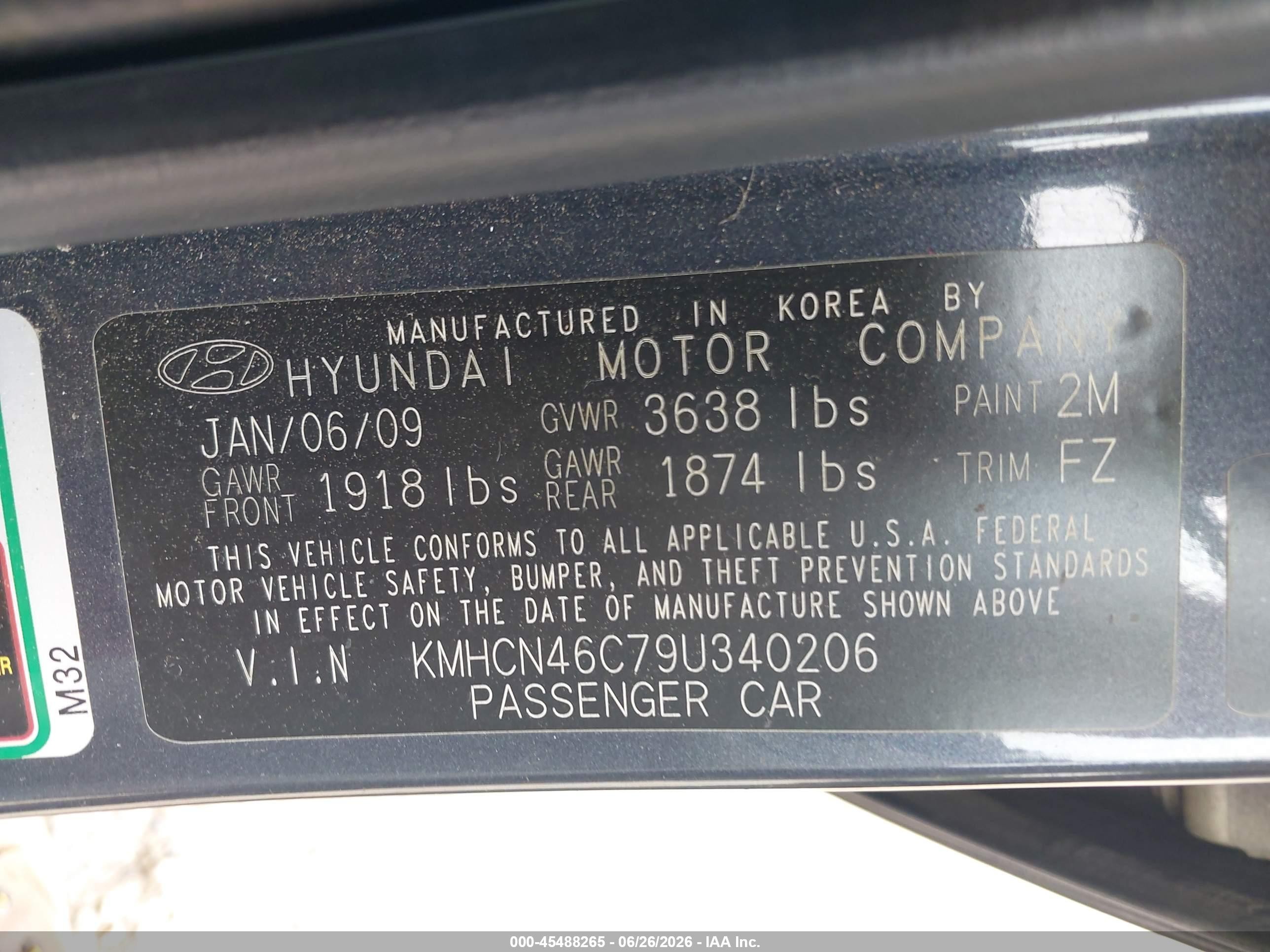 2009 Hyundai Accent Gls Синий vin: KMHCN46C79U340206