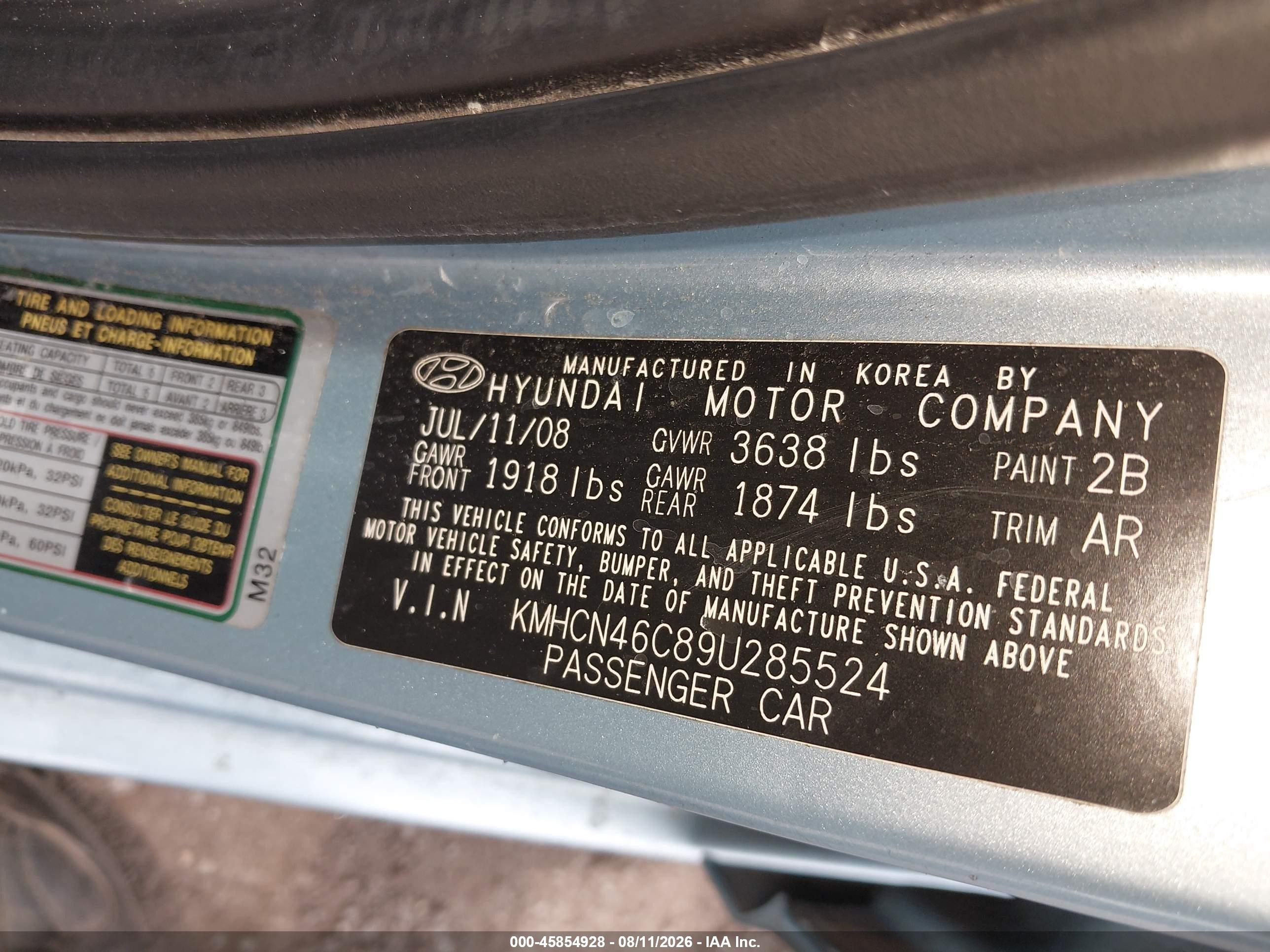 2009 Hyundai Accent Gls Blue vin: KMHCN46C89U285524