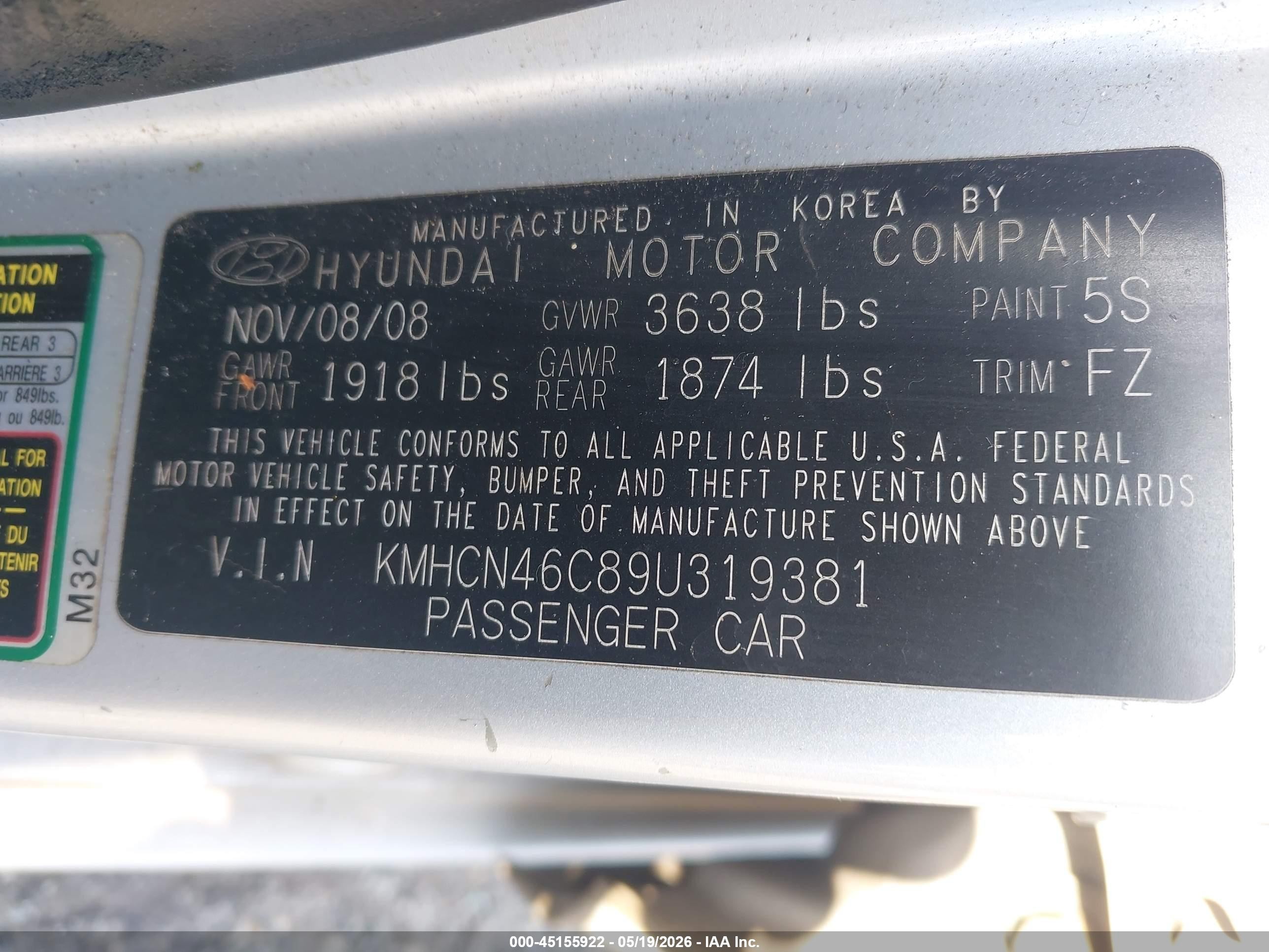 2009 Hyundai Accent Gls Серебряный vin: KMHCN46C89U319381