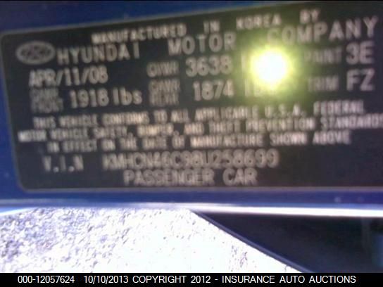 2008 Hyundai Accent Gls 4-door vin: KMHCN46C98U258699