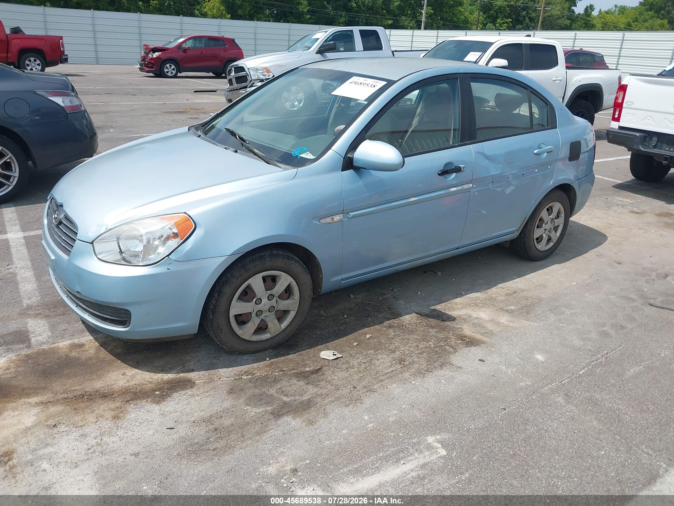 2007 Hyundai Accent Gls Blue vin: KMHCN46CX7U142829