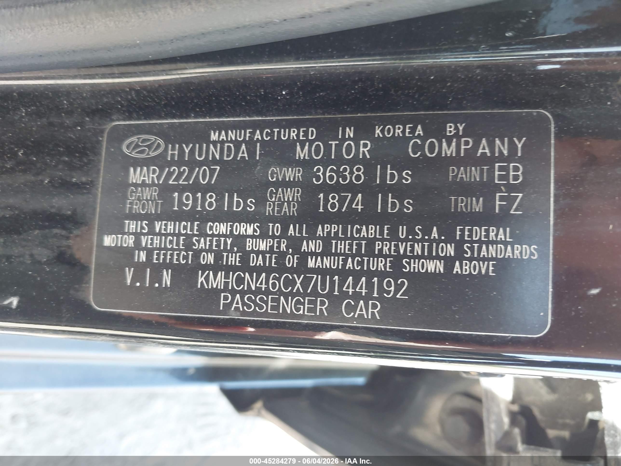 2007 Hyundai Accent Gls Черный vin: KMHCN46CX7U144192