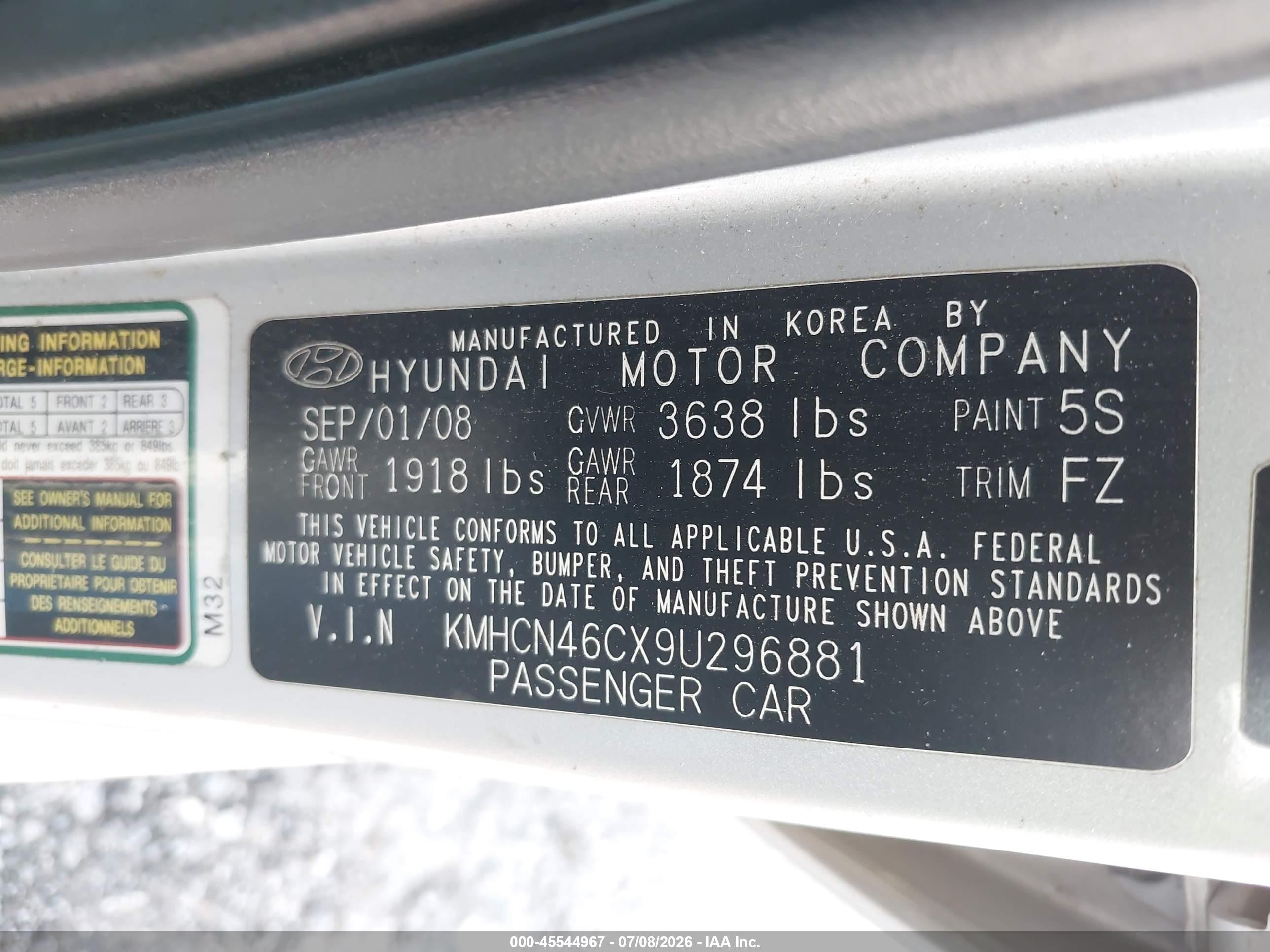 2009 Hyundai Accent Gls Silver vin: KMHCN46CX9U296881