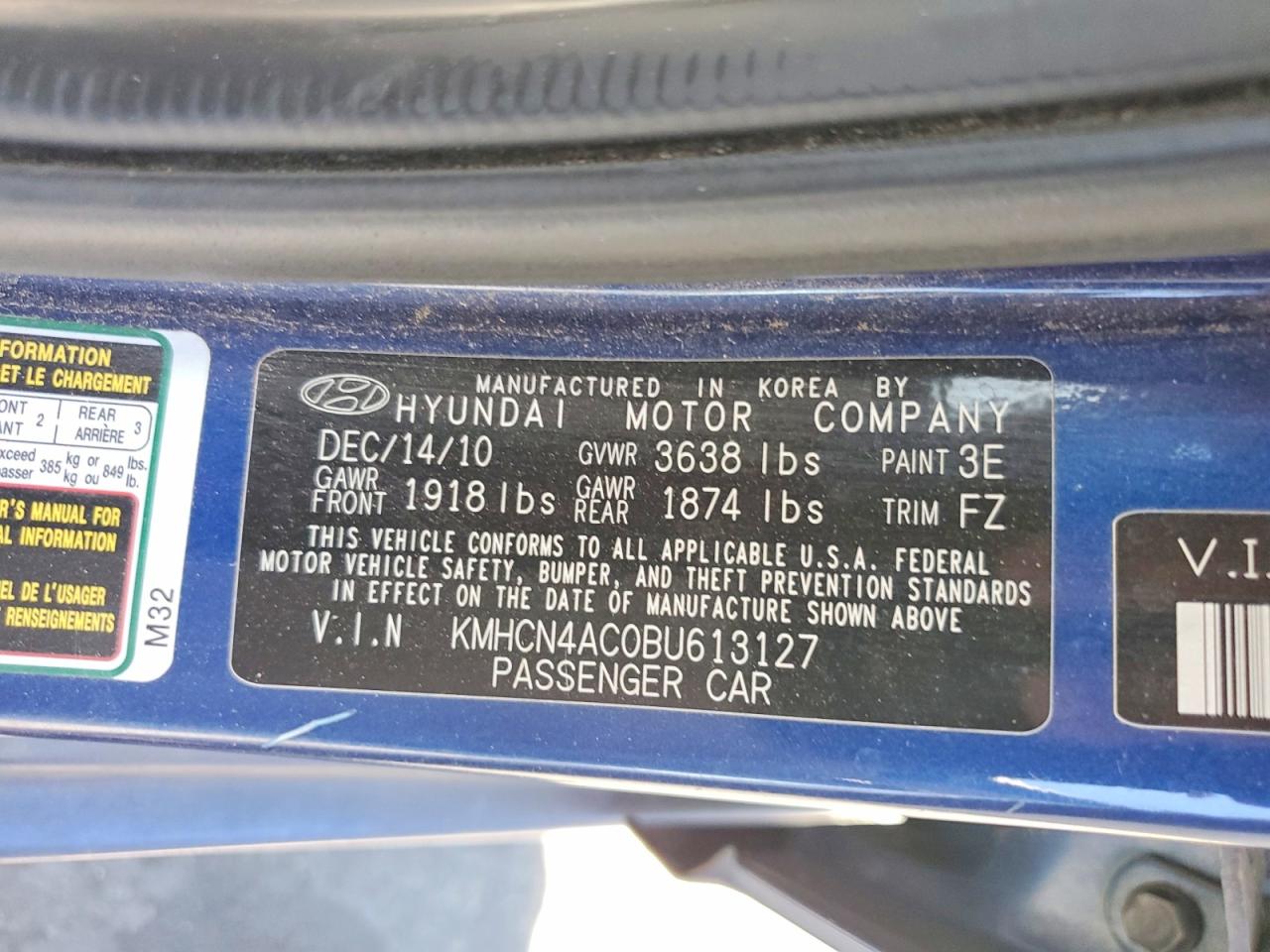 2011 Hyundai Accent Gls Blue vin: KMHCN4AC0BU613127