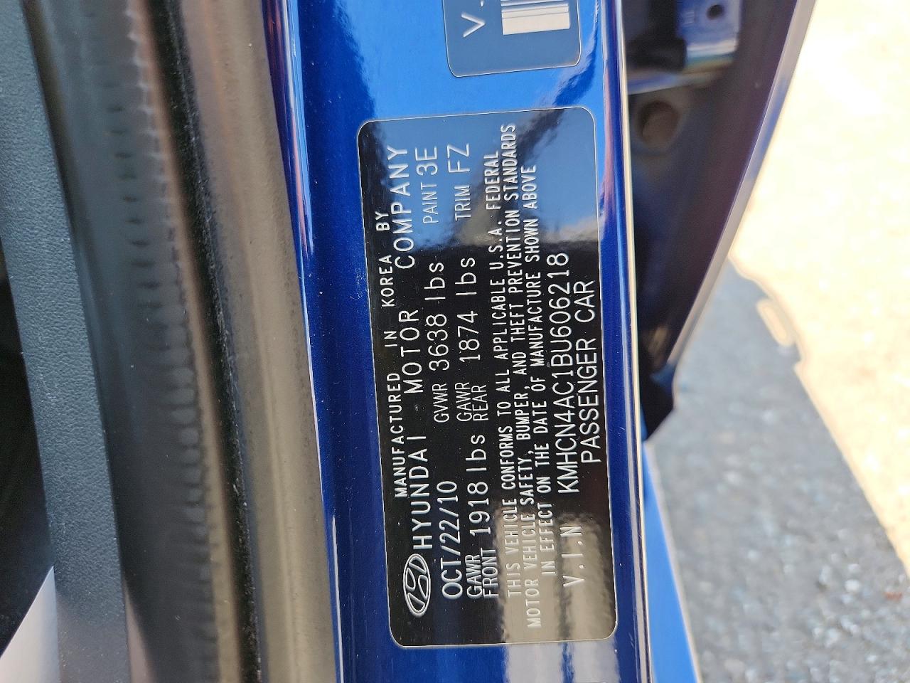 2011 Hyundai Accent Gls Blue vin: KMHCN4AC1BU606218