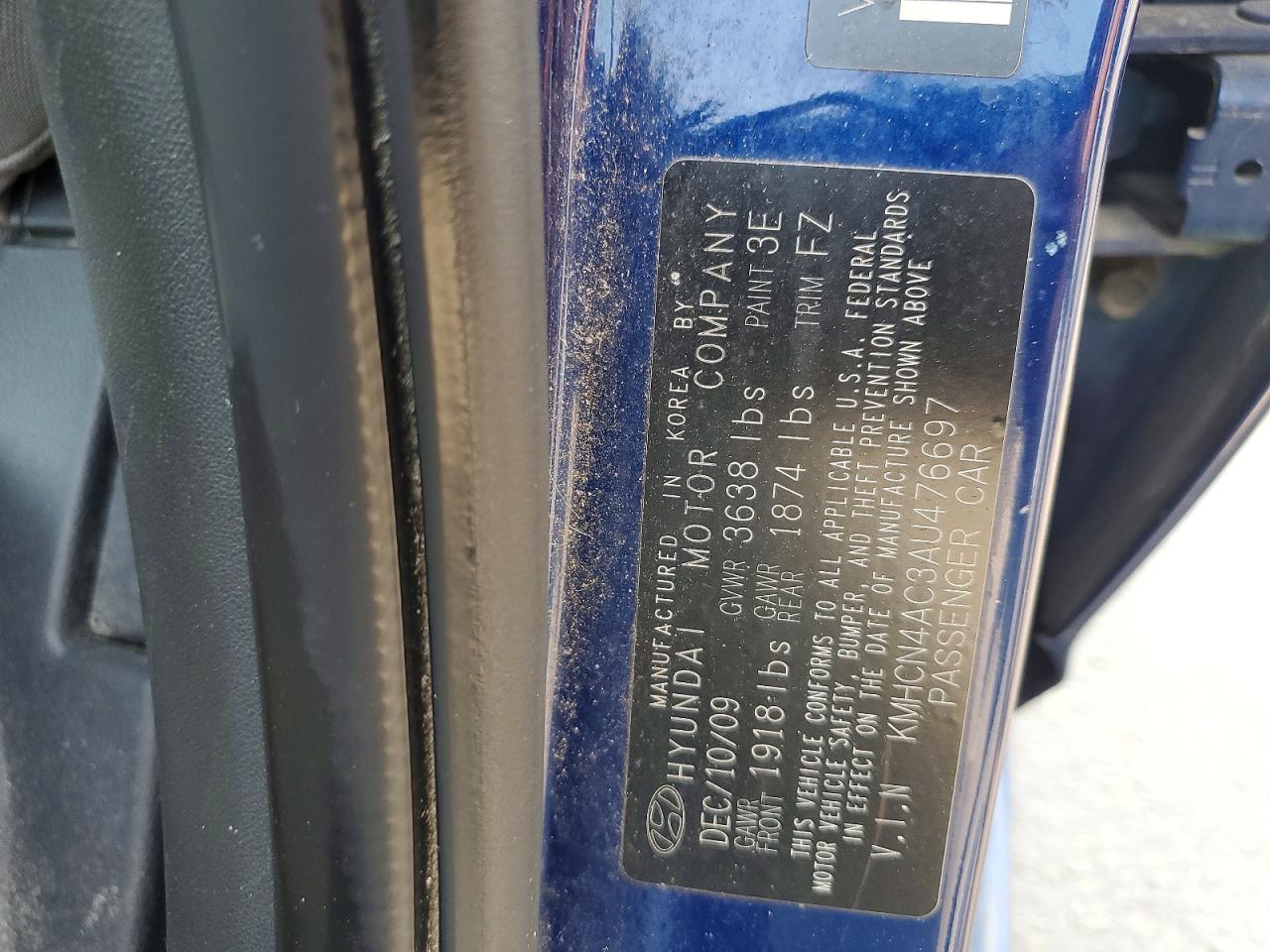 2010 Hyundai Accent Gls Blue vin: KMHCN4AC3AU476697