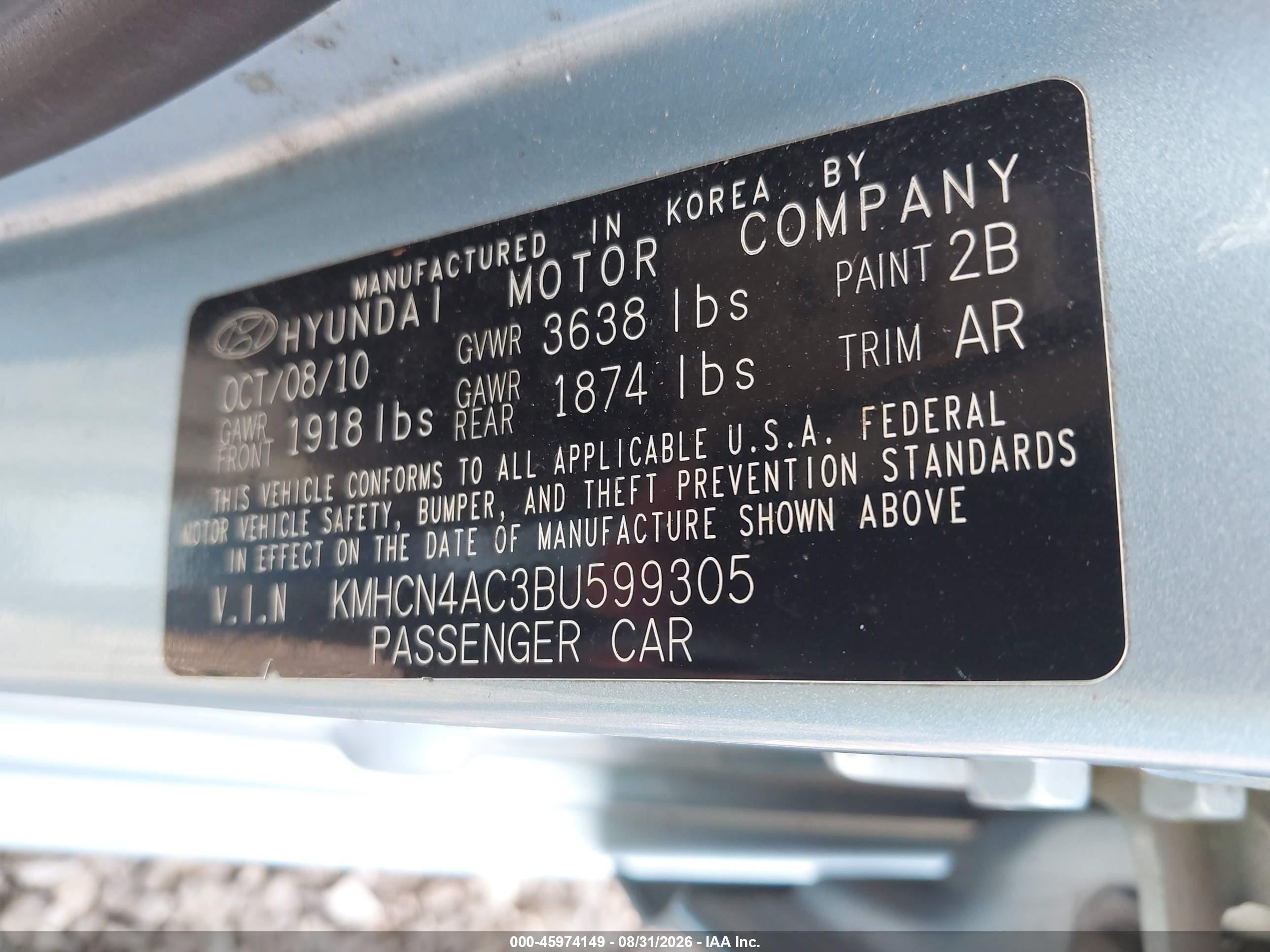 2011 Hyundai Accent Gls Blue vin: KMHCN4AC3BU599305