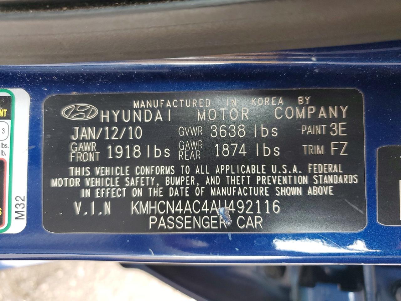 2010 Hyundai Accent Gls Blue vin: KMHCN4AC4AU492116