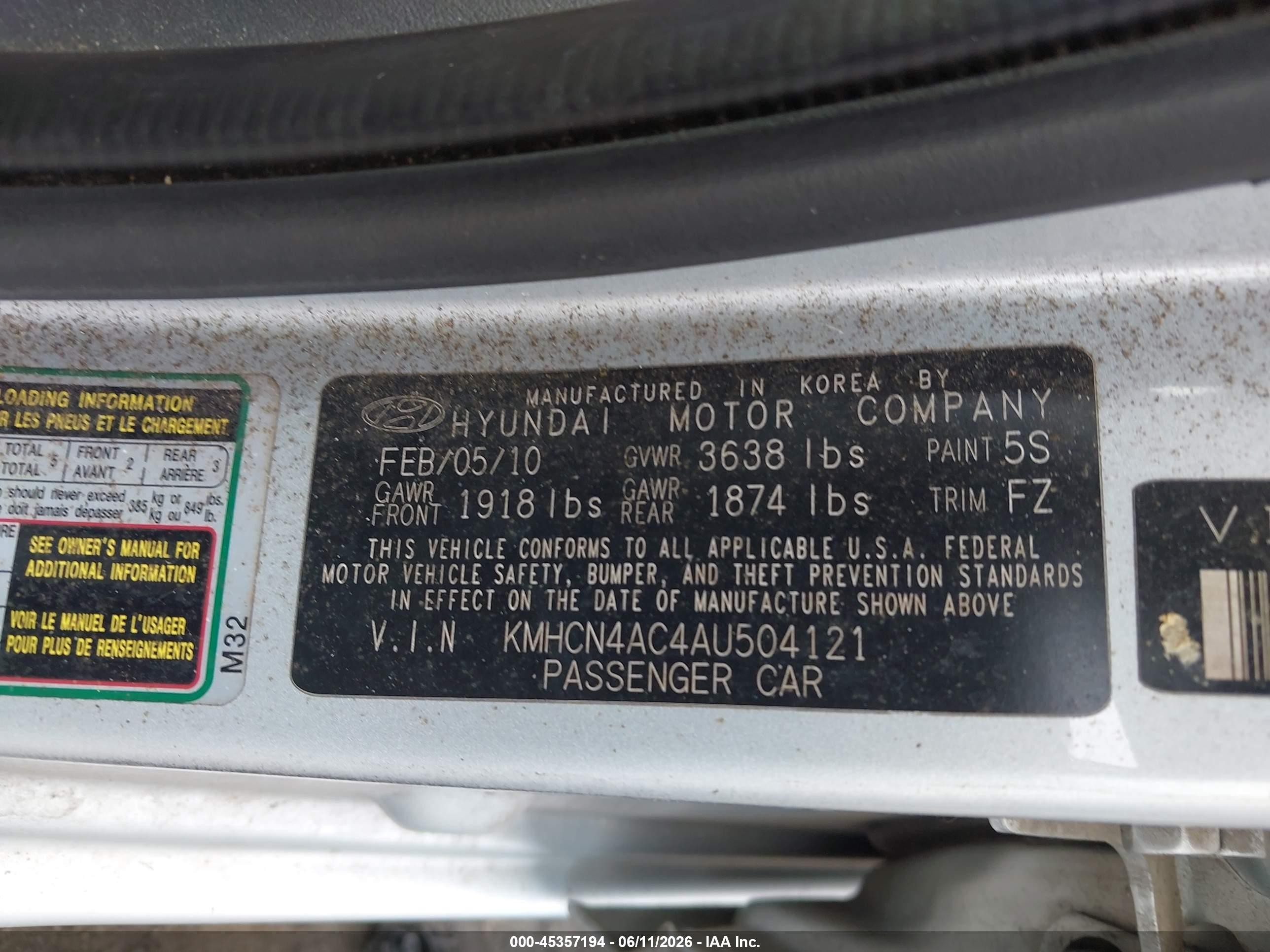 2010 Hyundai Accent Gls Silver vin: KMHCN4AC4AU504121