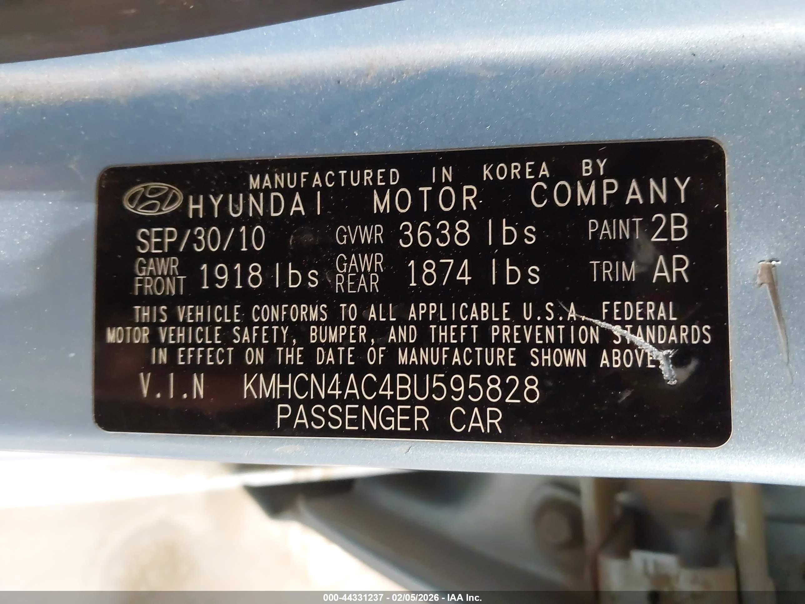 2011 Hyundai Accent Gls Blue vin: KMHCN4AC4BU595828
