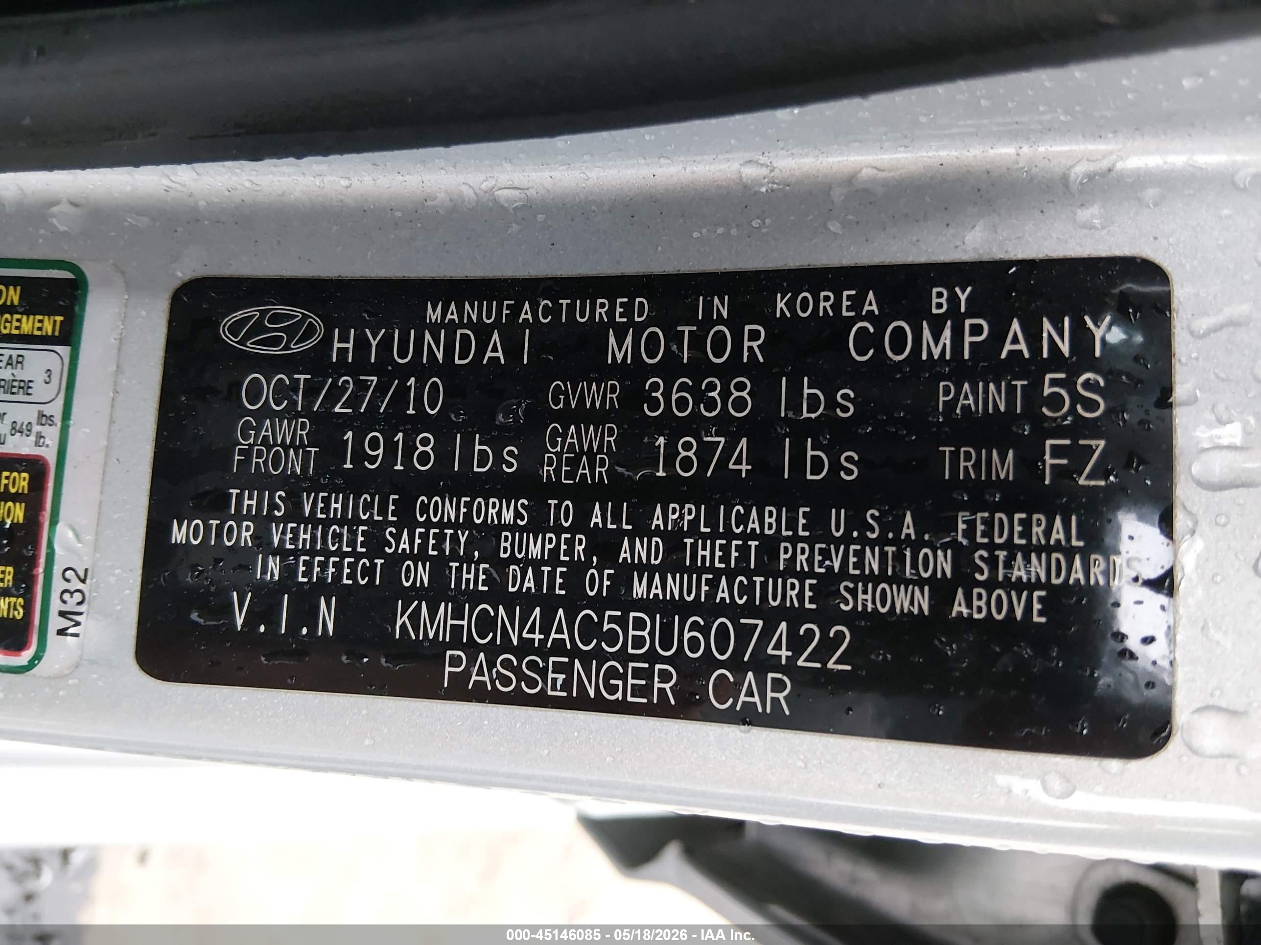 2011 Hyundai Accent Gls Silver vin: KMHCN4AC5BU607422