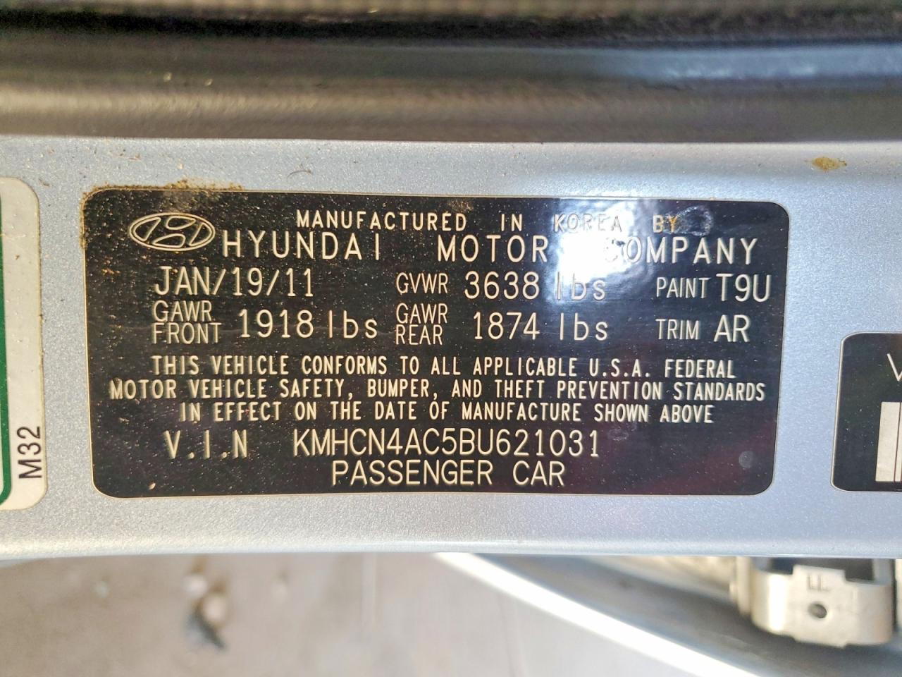 2011 Hyundai Accent Gls Blue vin: KMHCN4AC5BU621031
