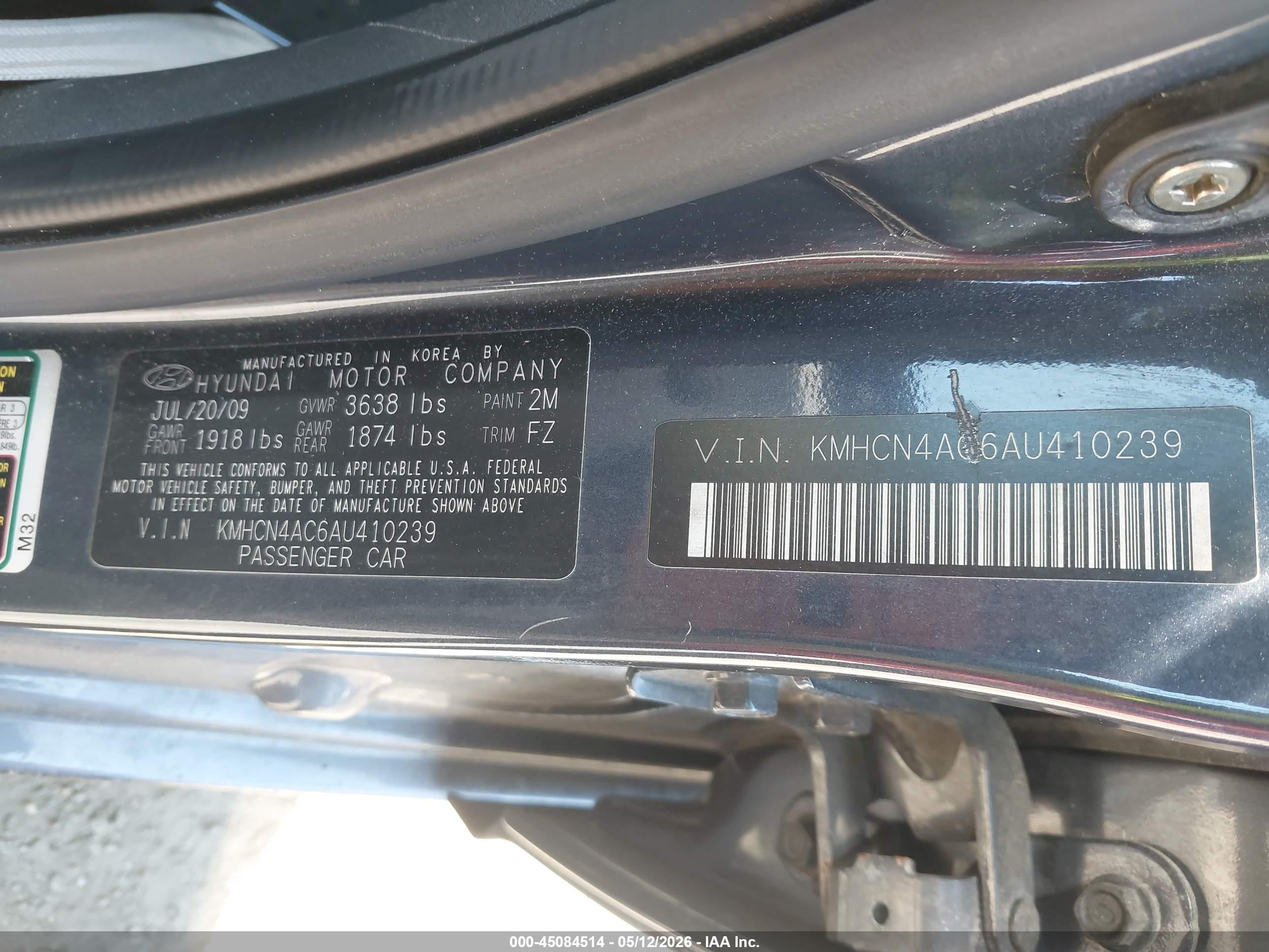 2010 Hyundai Accent Gls Blue vin: KMHCN4AC6AU410239