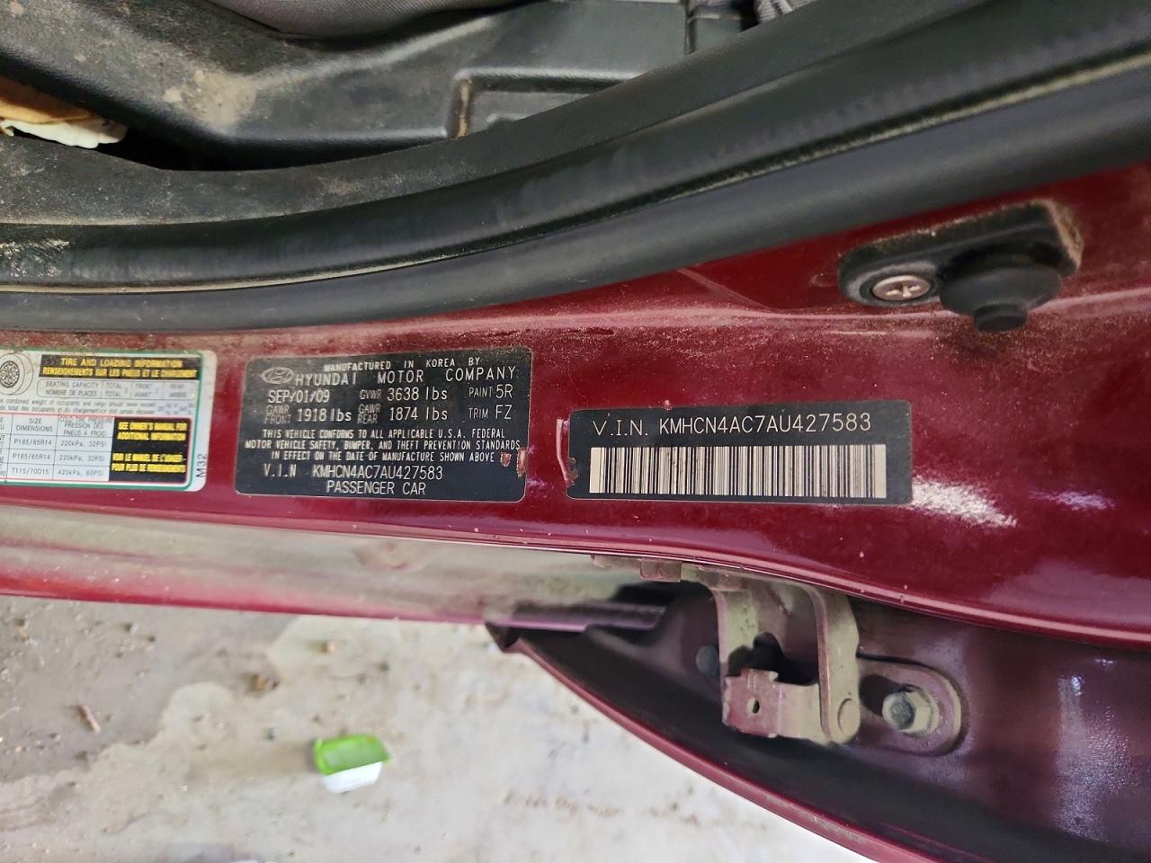 2010 Hyundai Accent Gls Red vin: KMHCN4AC7AU427583