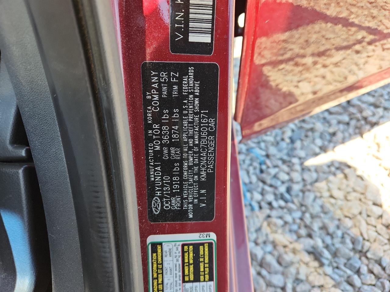 2011 Hyundai Accent Gls Бордовый vin: KMHCN4AC7BU601671