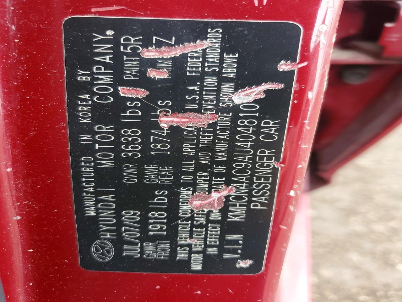 2010 Hyundai Accent Gls Burgundy vin: KMHCN4AC9AU404810