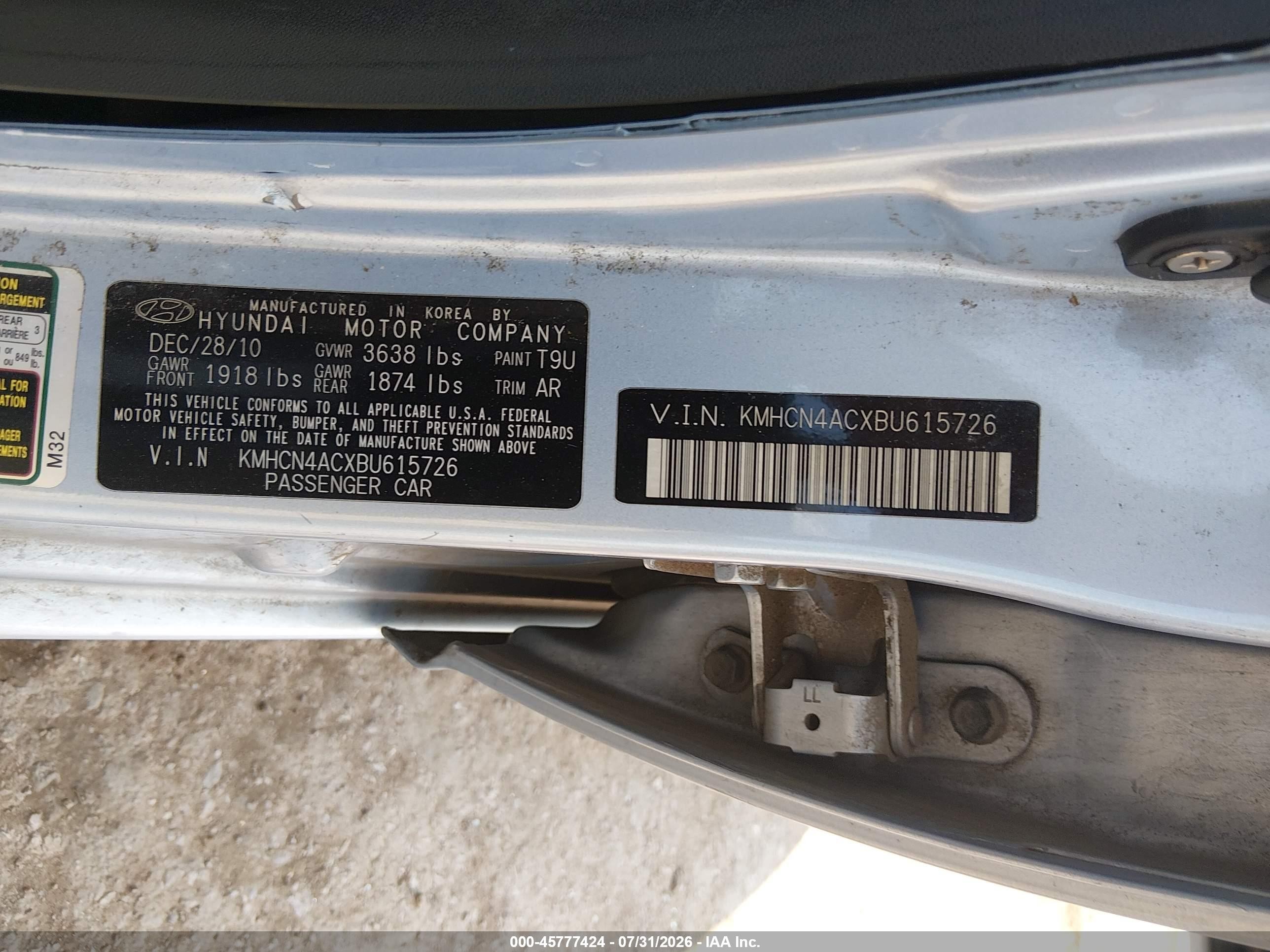 2011 Hyundai Accent Gls Light Blue vin: KMHCN4ACXBU615726