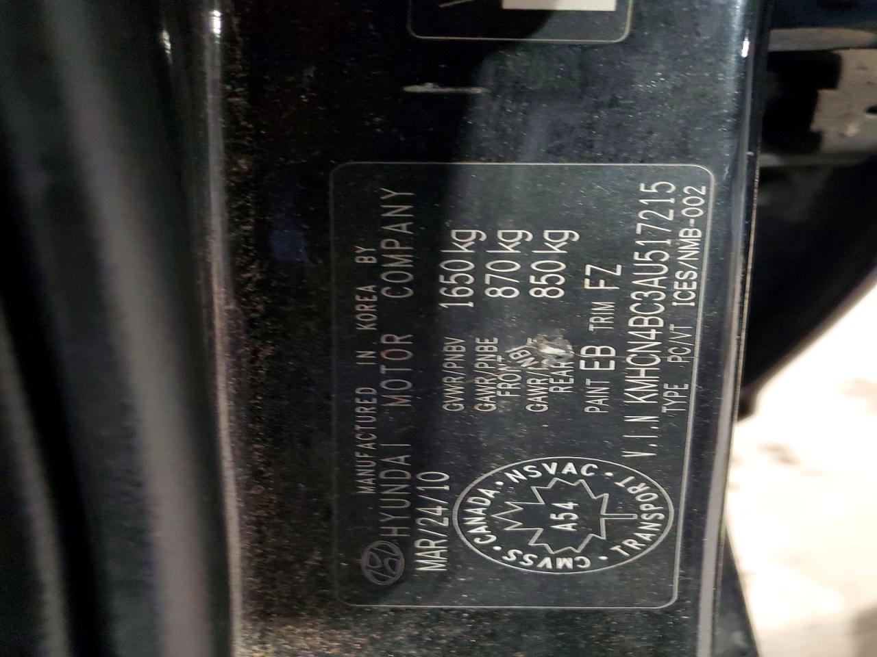 2010 Hyundai Accent Gls Black vin: KMHCN4BC3AU517215