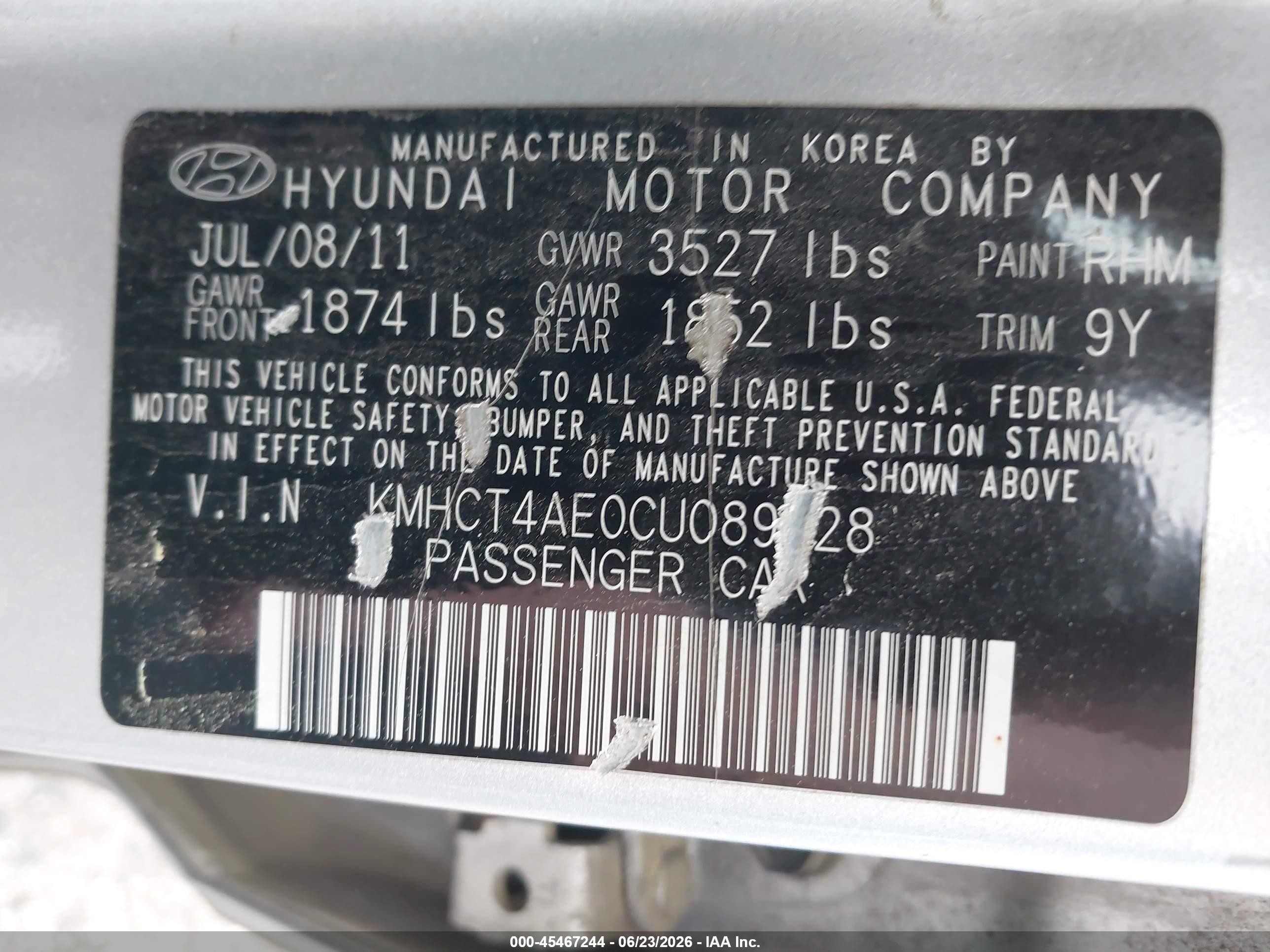 2012 Hyundai Accent Gls Gray vin: KMHCT4AE0CU089728