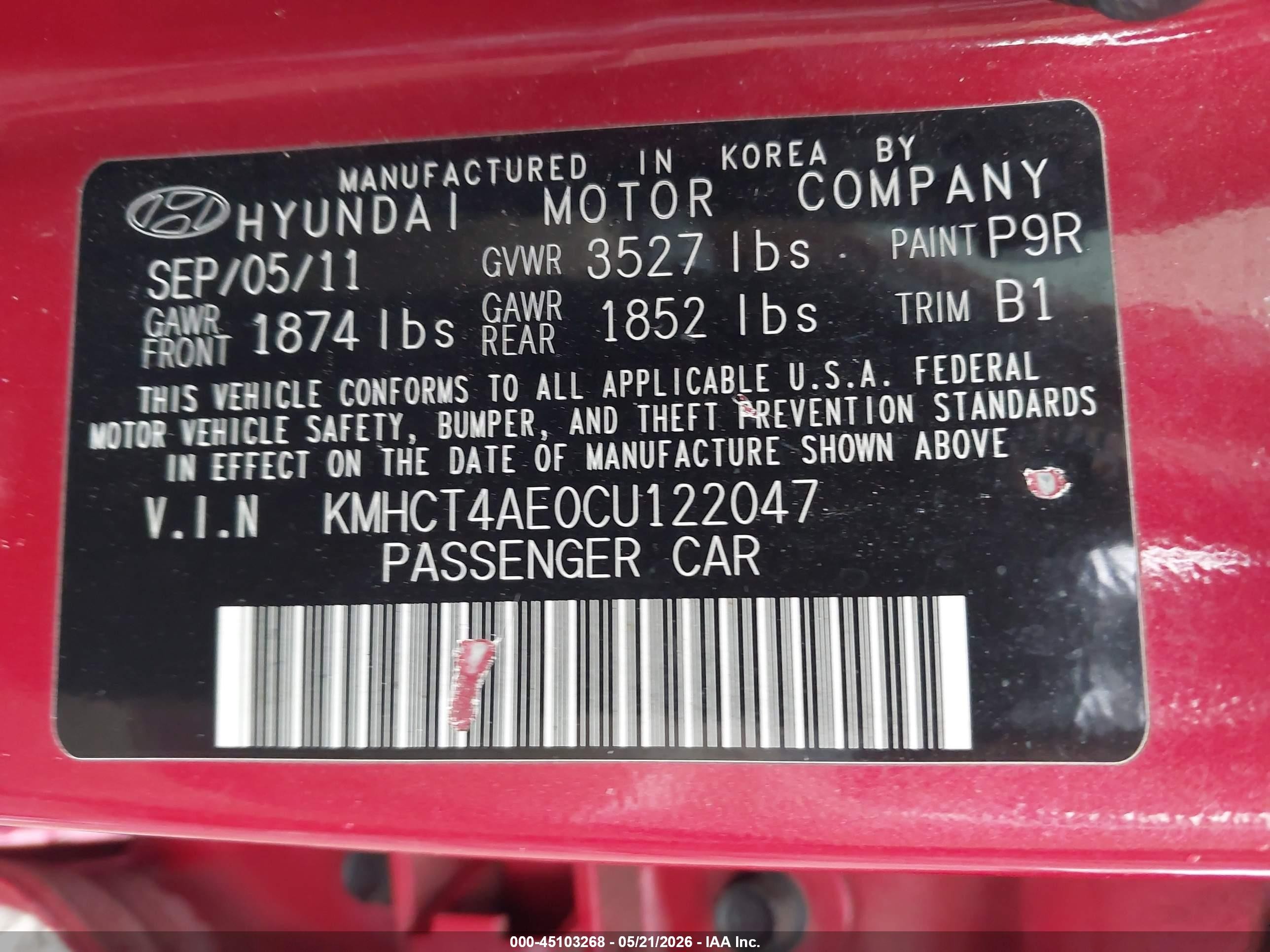 2012 Hyundai Accent Gls Red vin: KMHCT4AE0CU122047