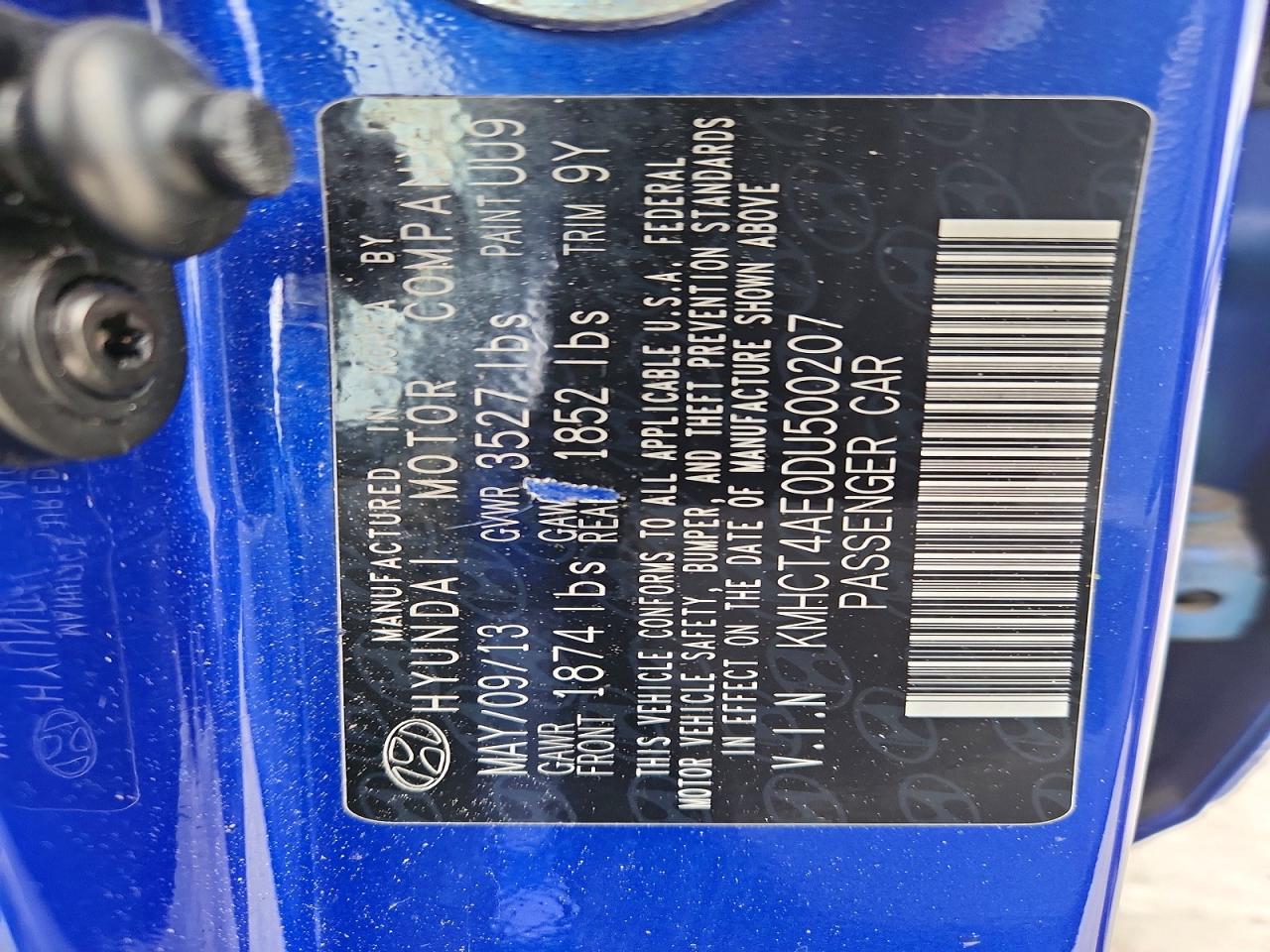 2013 Hyundai Accent Gls Blue vin: KMHCT4AE0DU500207