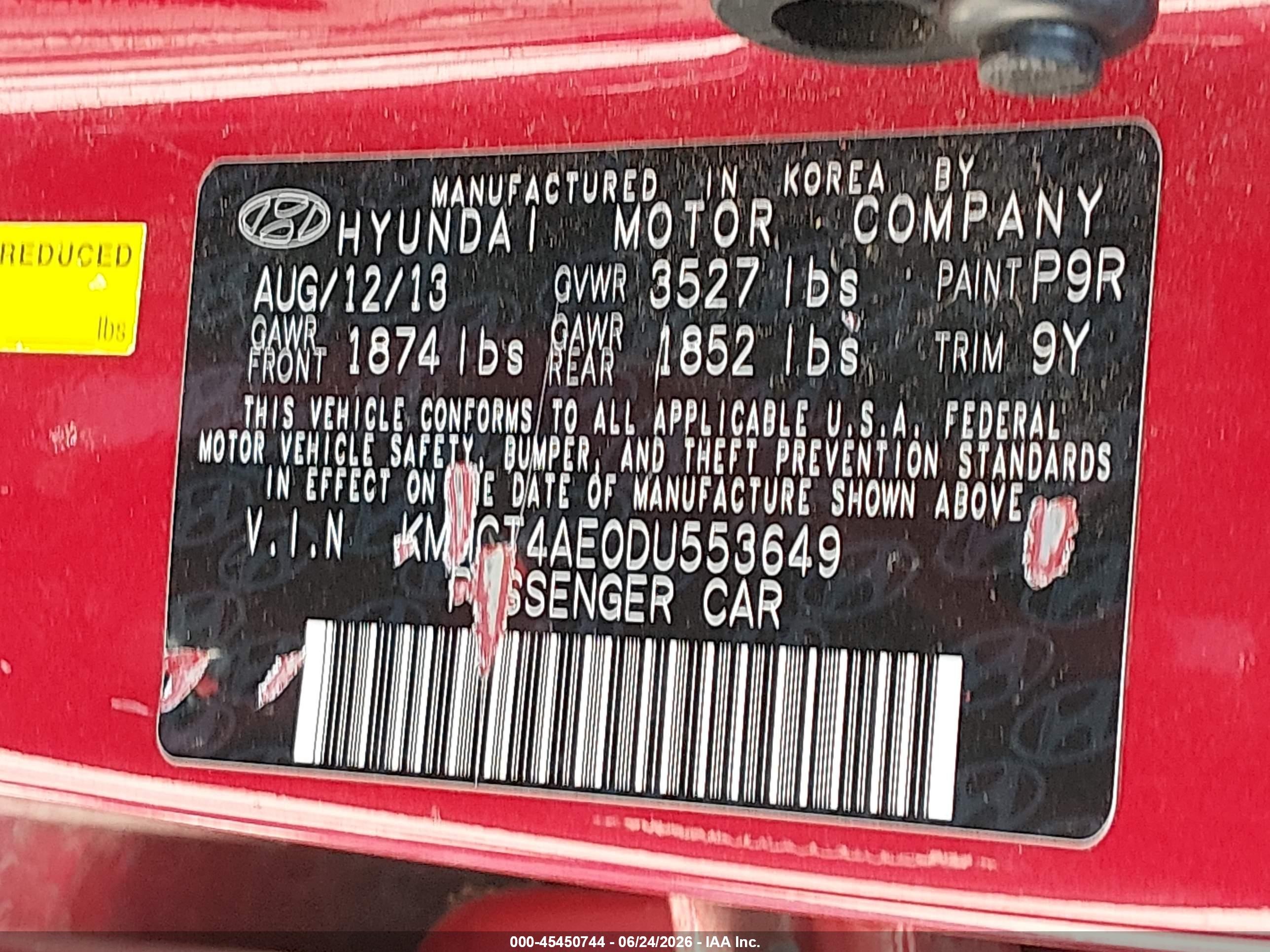 2013 Hyundai Accent Gls Red vin: KMHCT4AE0DU553649