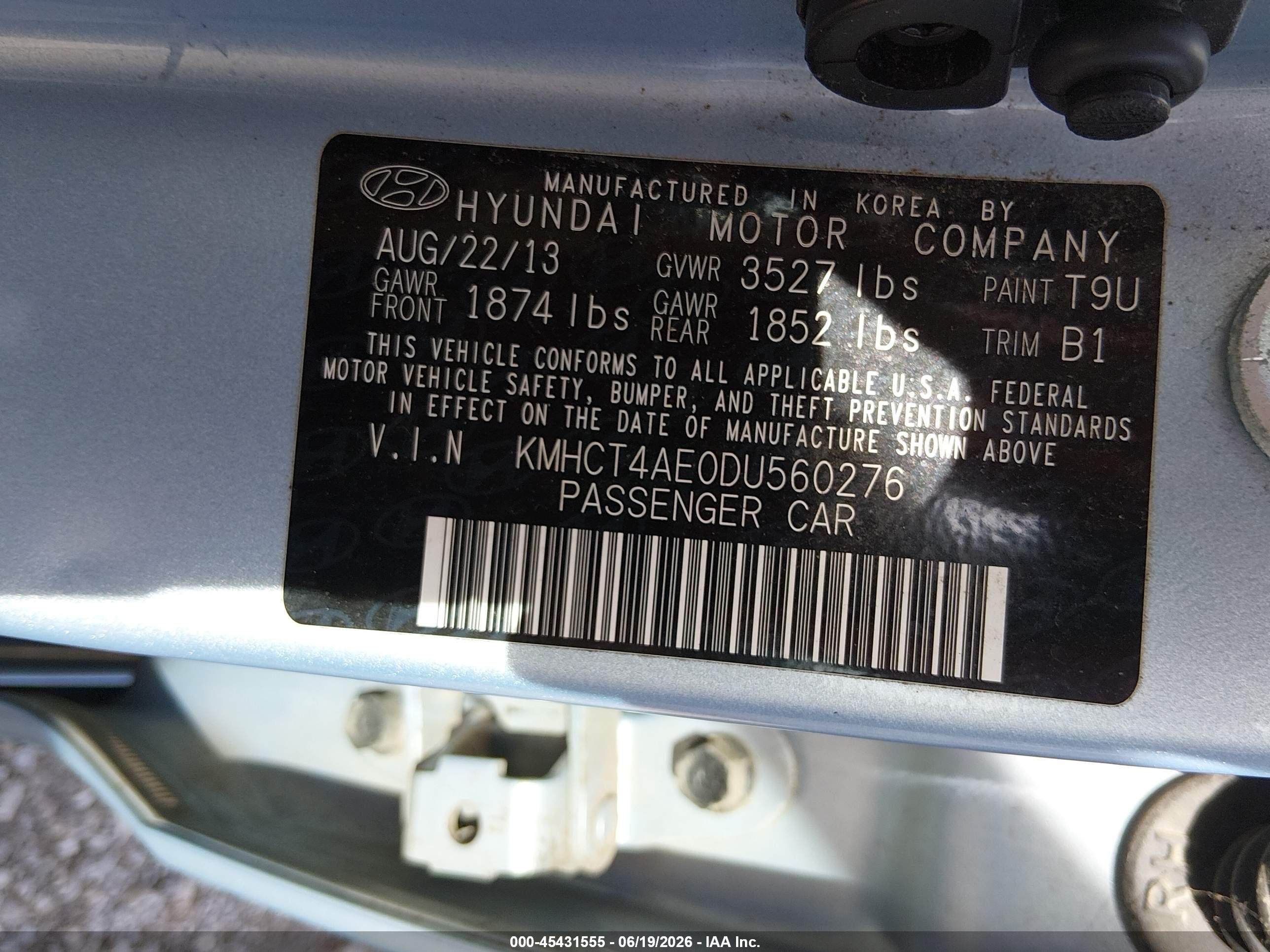 2013 Hyundai Accent Gls Blue vin: KMHCT4AE0DU560276