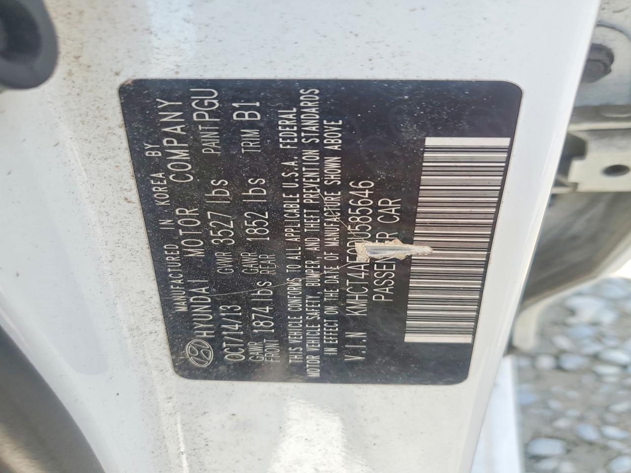 2013 Hyundai Accent Gls White vin: KMHCT4AE0DU585646