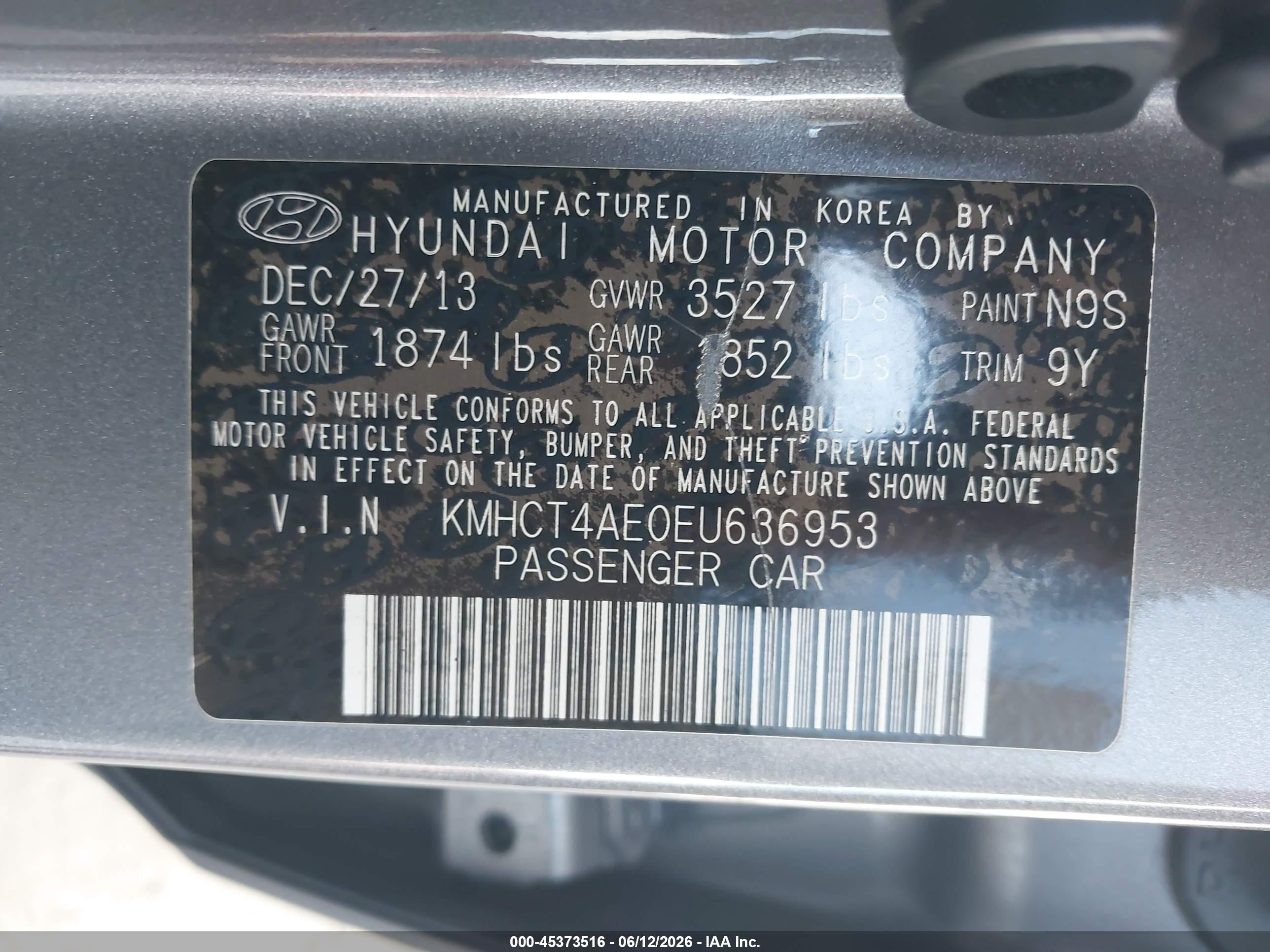 2014 Hyundai Accent Gls Gray vin: KMHCT4AE0EU636953