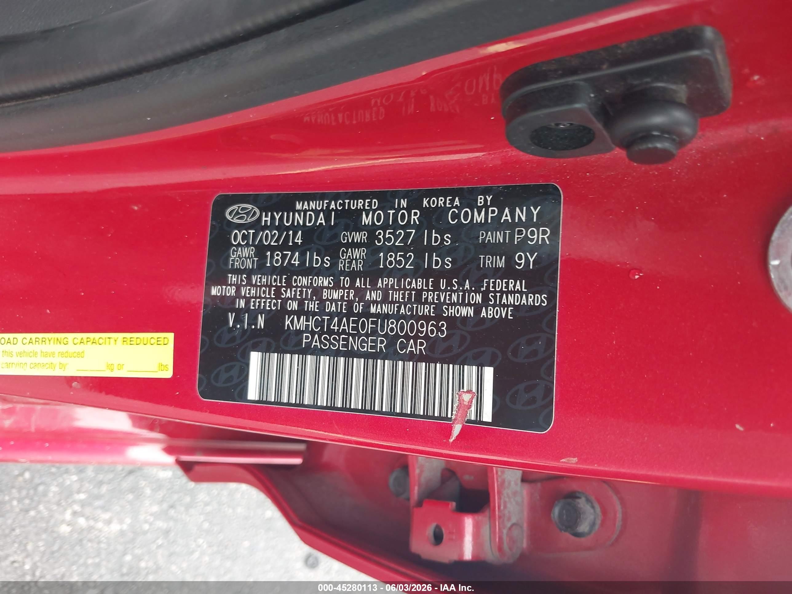 2015 Hyundai Accent Gls Red vin: KMHCT4AE0FU800963