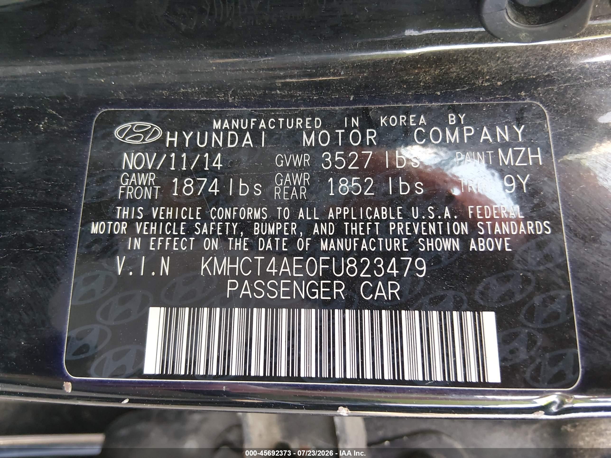 2015 Hyundai Accent Gls Black vin: KMHCT4AE0FU823479
