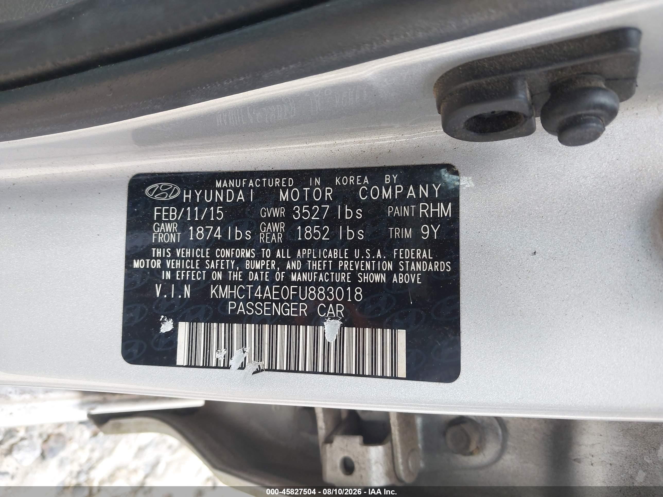 2015 Hyundai Accent Gls Silver vin: KMHCT4AE0FU883018
