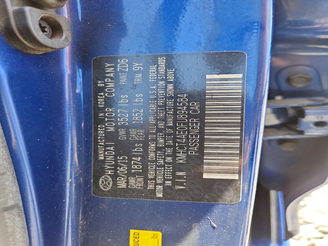 2015 Hyundai Accent Gls Blue vin: KMHCT4AE0FU894584