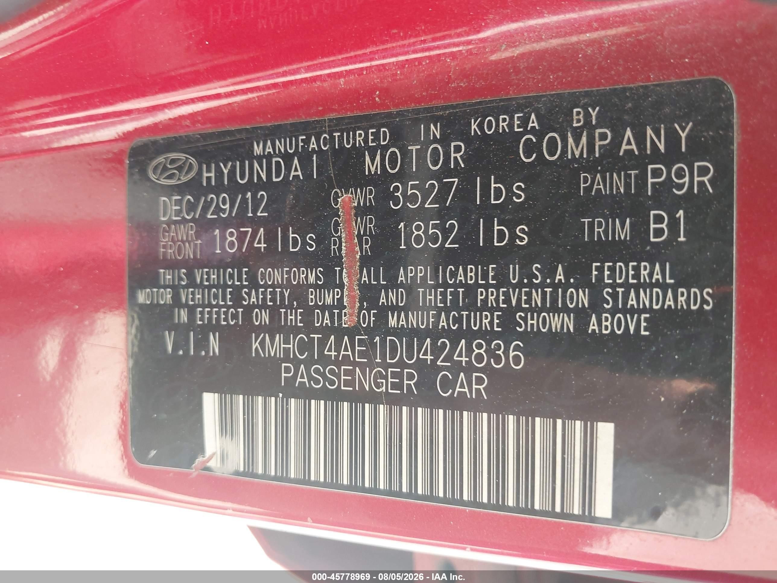 2013 Hyundai Accent Gls Красный vin: KMHCT4AE1DU424836