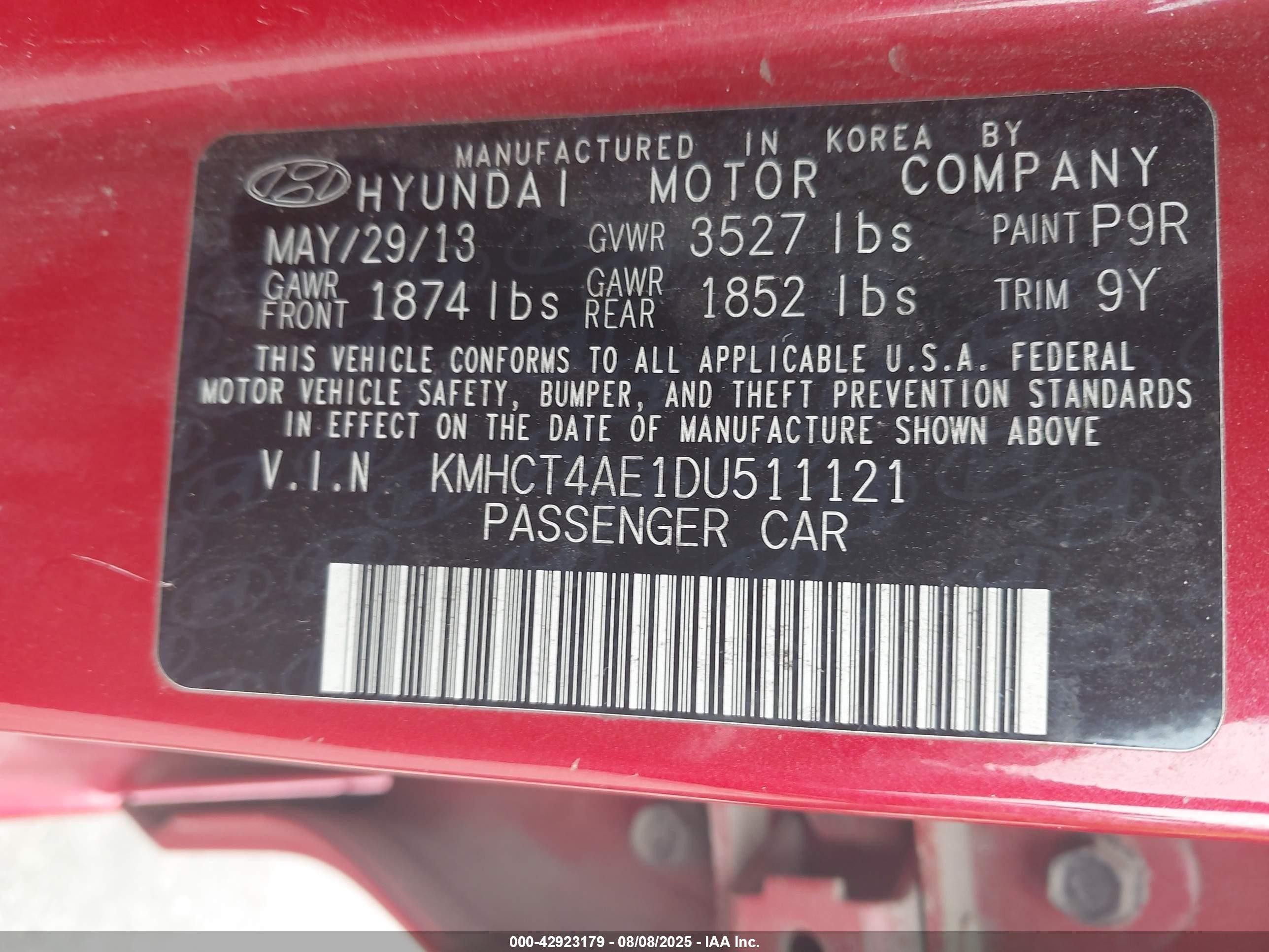 2013 Hyundai Accent Gls Red vin: KMHCT4AE1DU511121