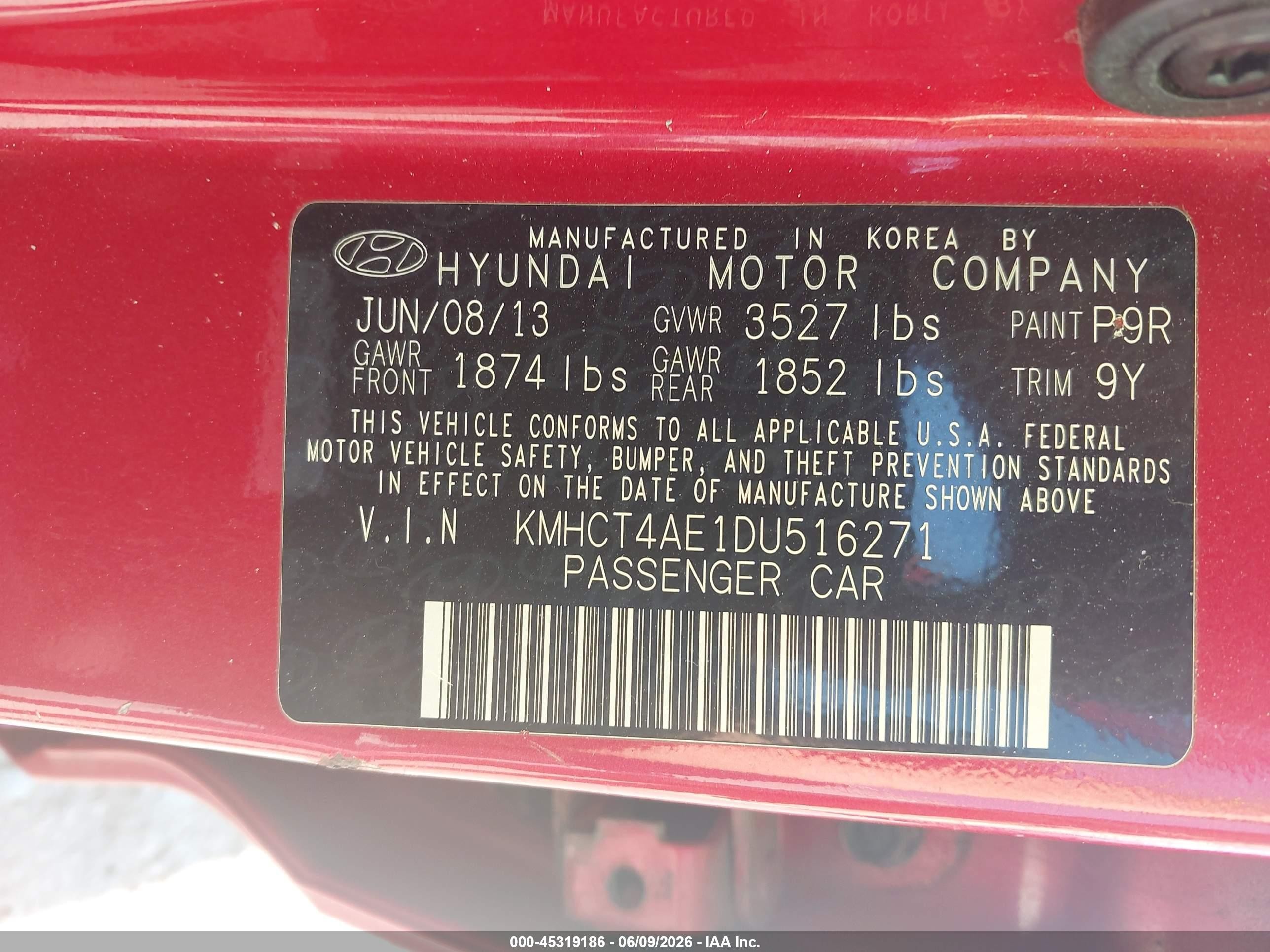 2013 Hyundai Accent Gls Красный vin: KMHCT4AE1DU516271