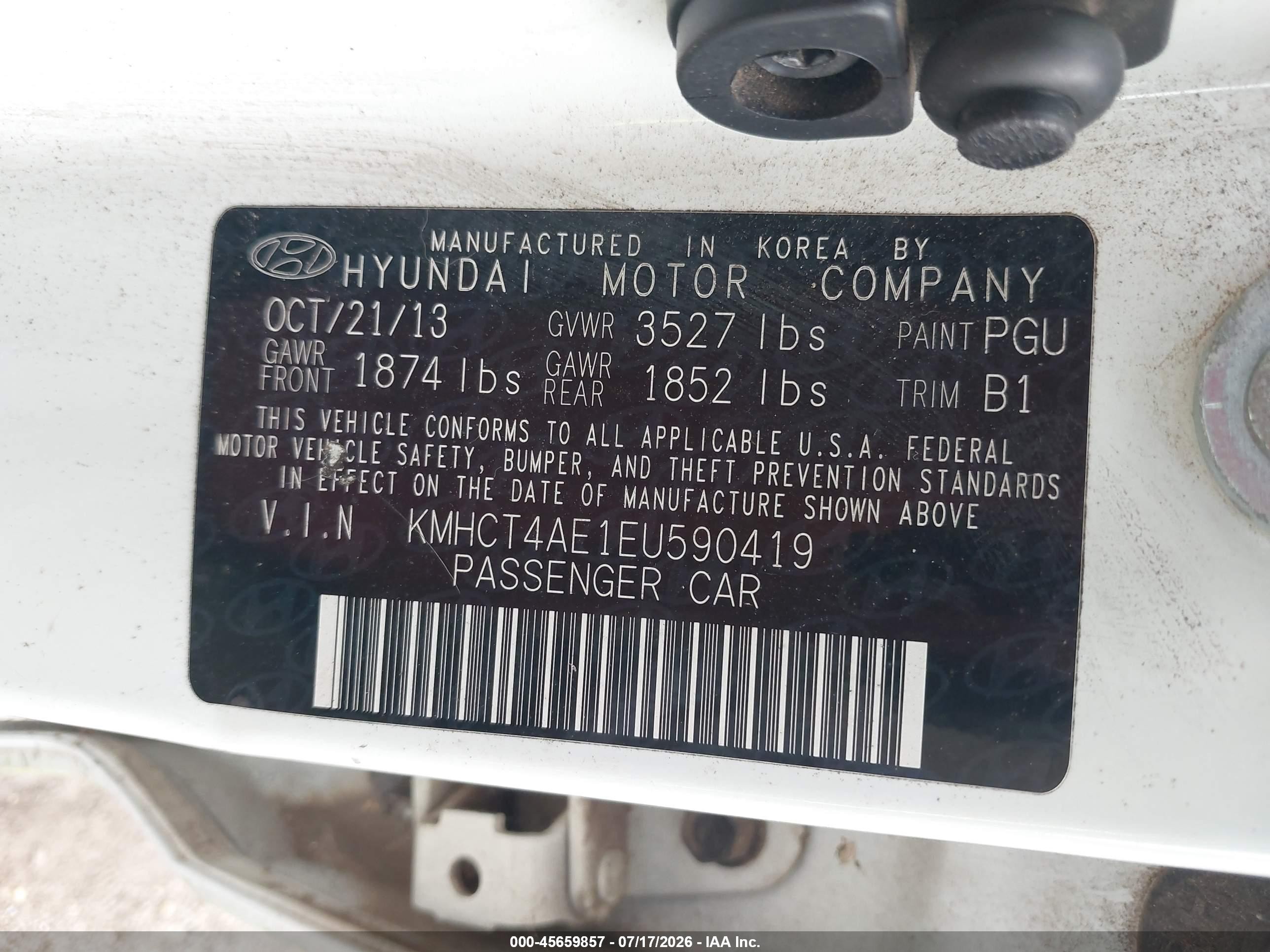2014 Hyundai Accent Gls Белый vin: KMHCT4AE1EU590419