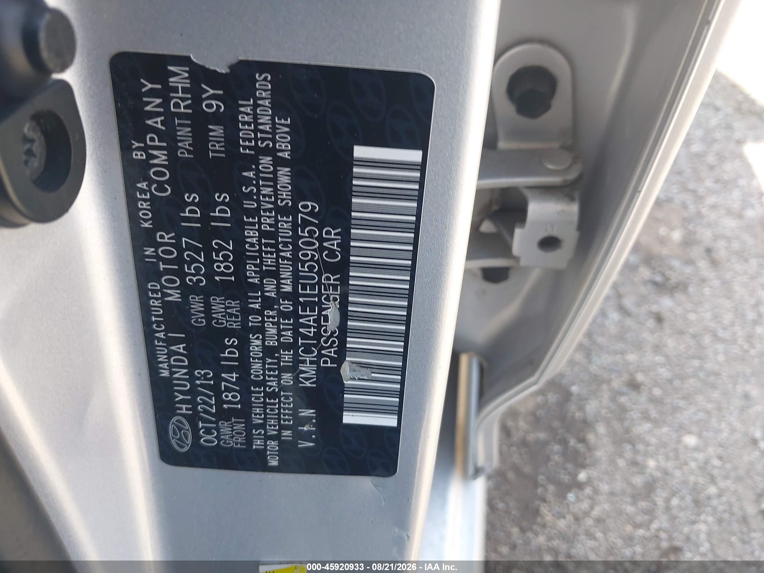 2014 Hyundai Accent Gls Silver vin: KMHCT4AE1EU590579
