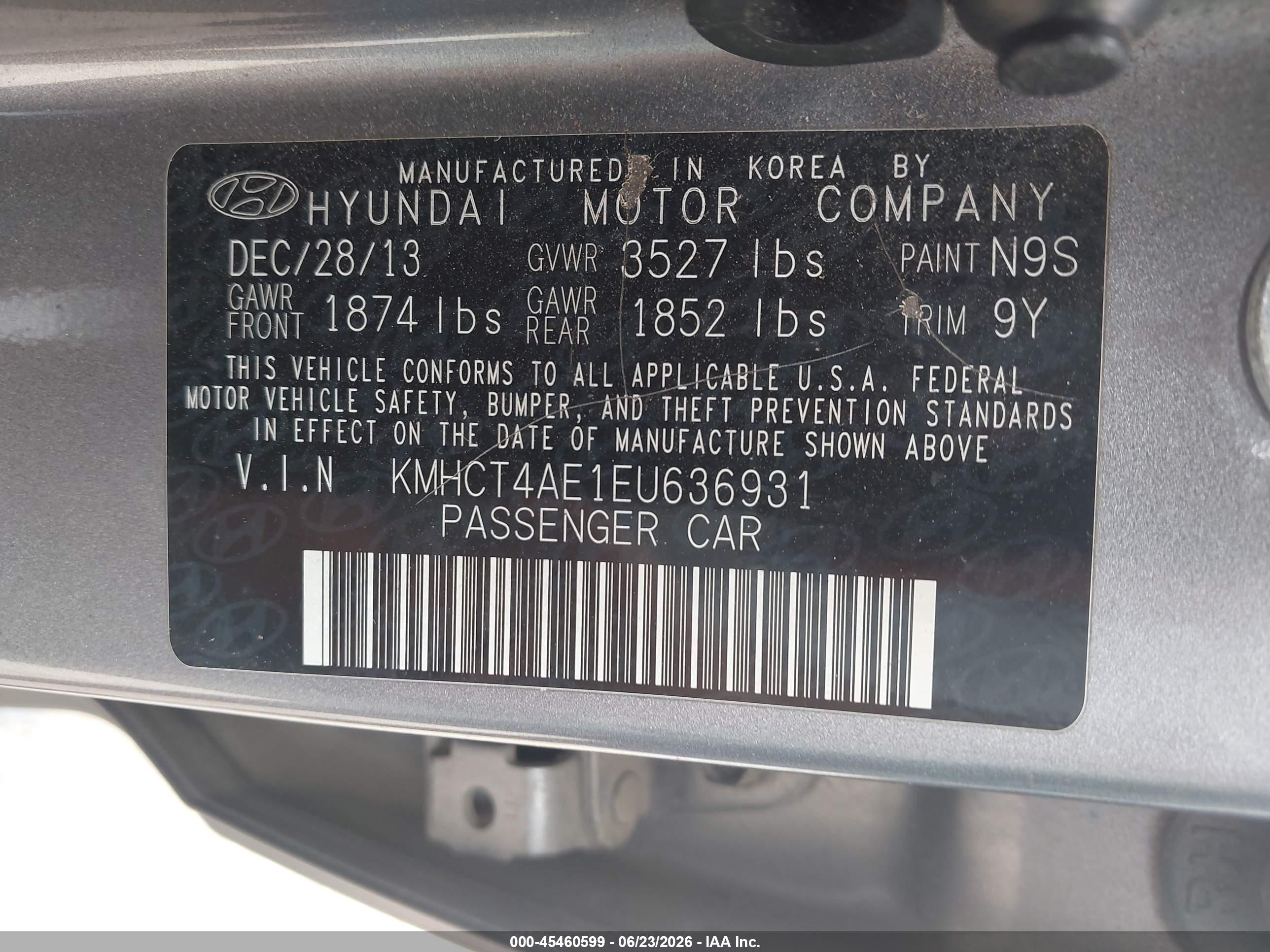 2014 Hyundai Accent Gls Gray vin: KMHCT4AE1EU636931