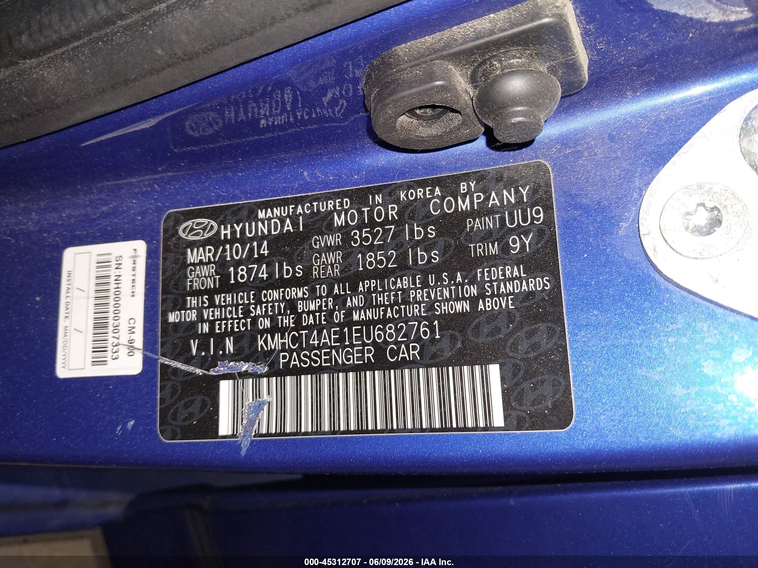 2014 Hyundai Accent Gls Blue vin: KMHCT4AE1EU682761