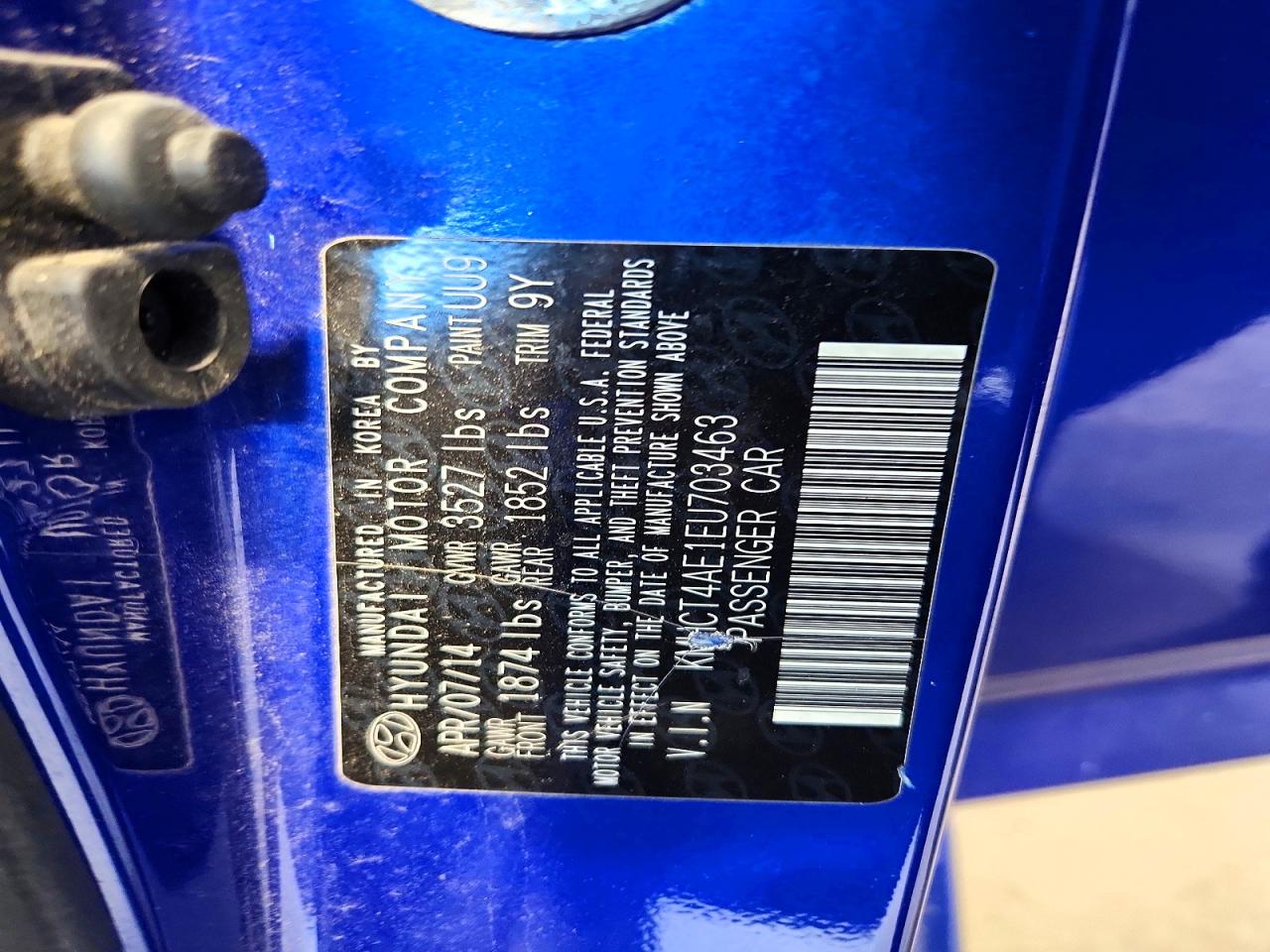 2014 Hyundai Accent Gls Blue vin: KMHCT4AE1EU703463