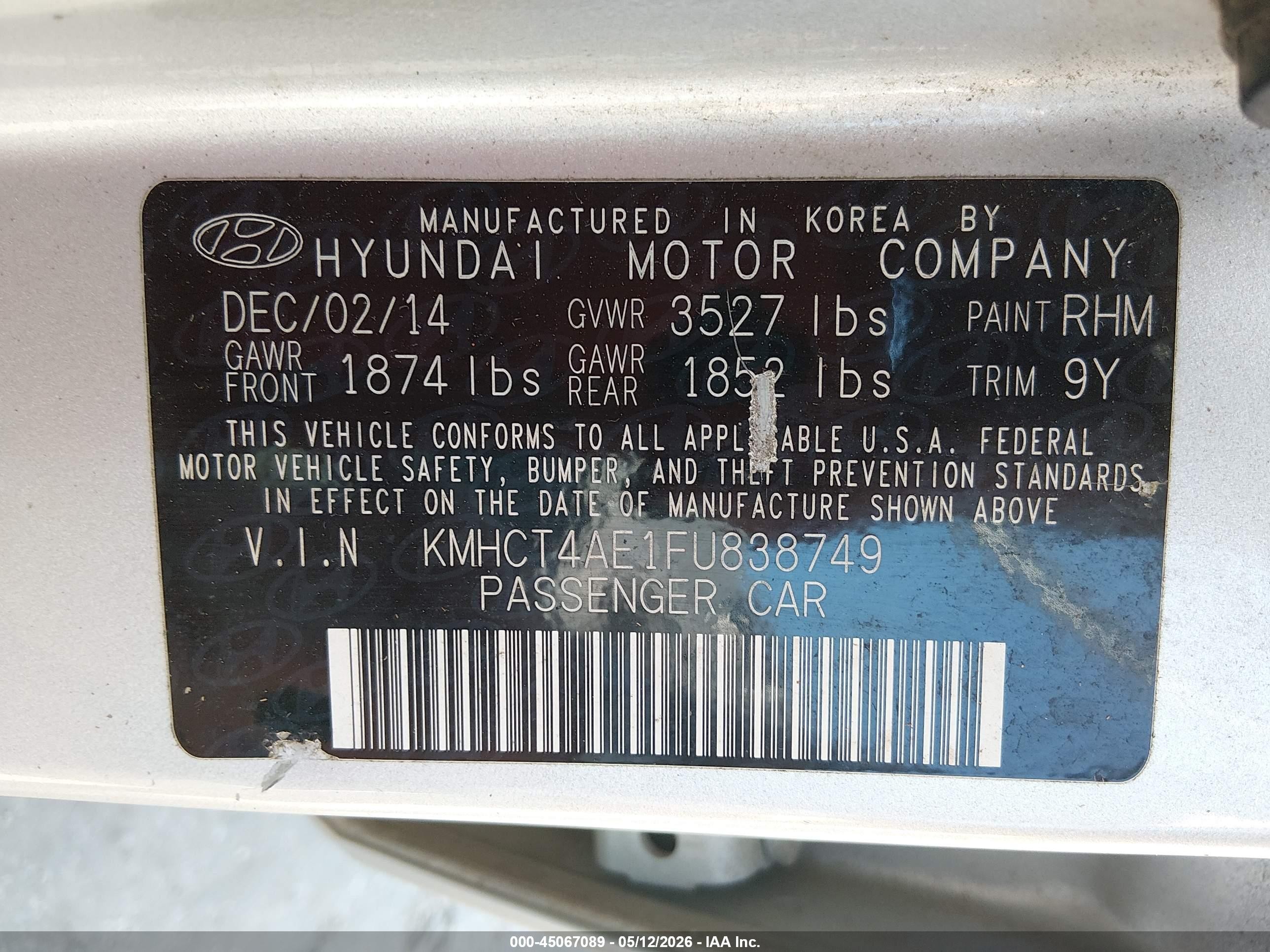 2015 Hyundai Accent Gls Silver vin: KMHCT4AE1FU838749