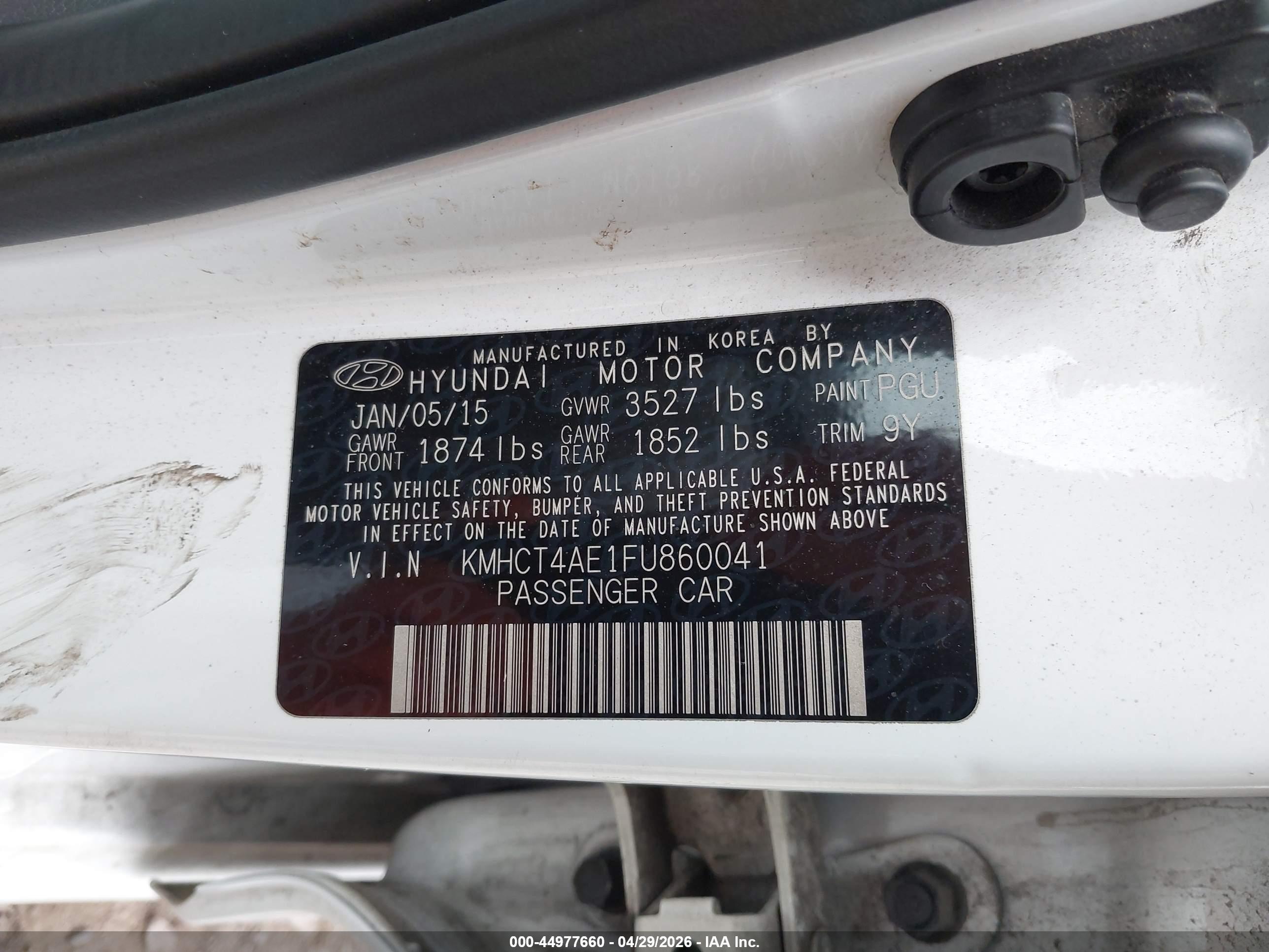 2015 Hyundai Accent Gls White vin: KMHCT4AE1FU860041