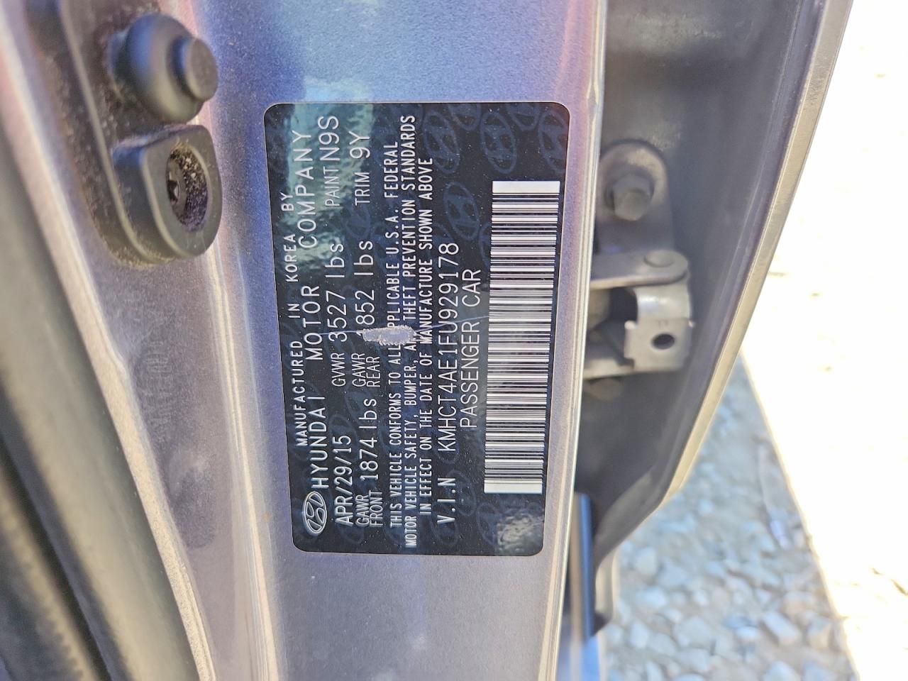 2015 Hyundai Accent Gls Gray vin: KMHCT4AE1FU929178