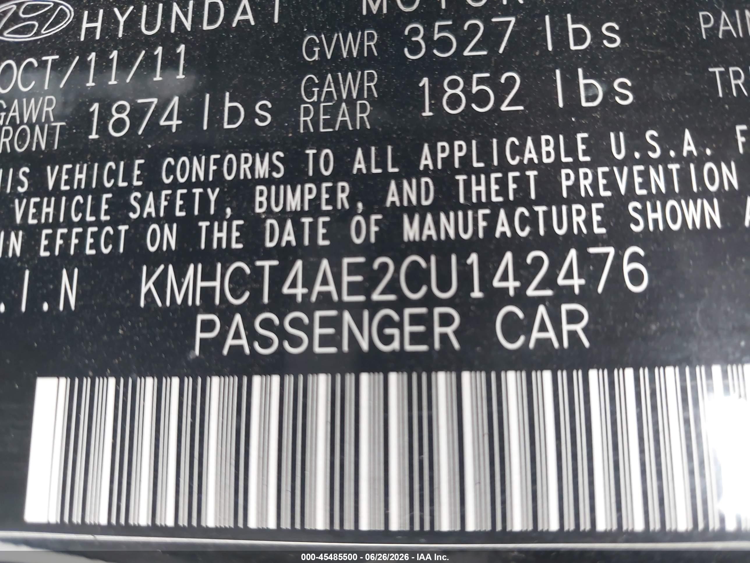 2012 Hyundai Accent Gls Black vin: KMHCT4AE2CU142476