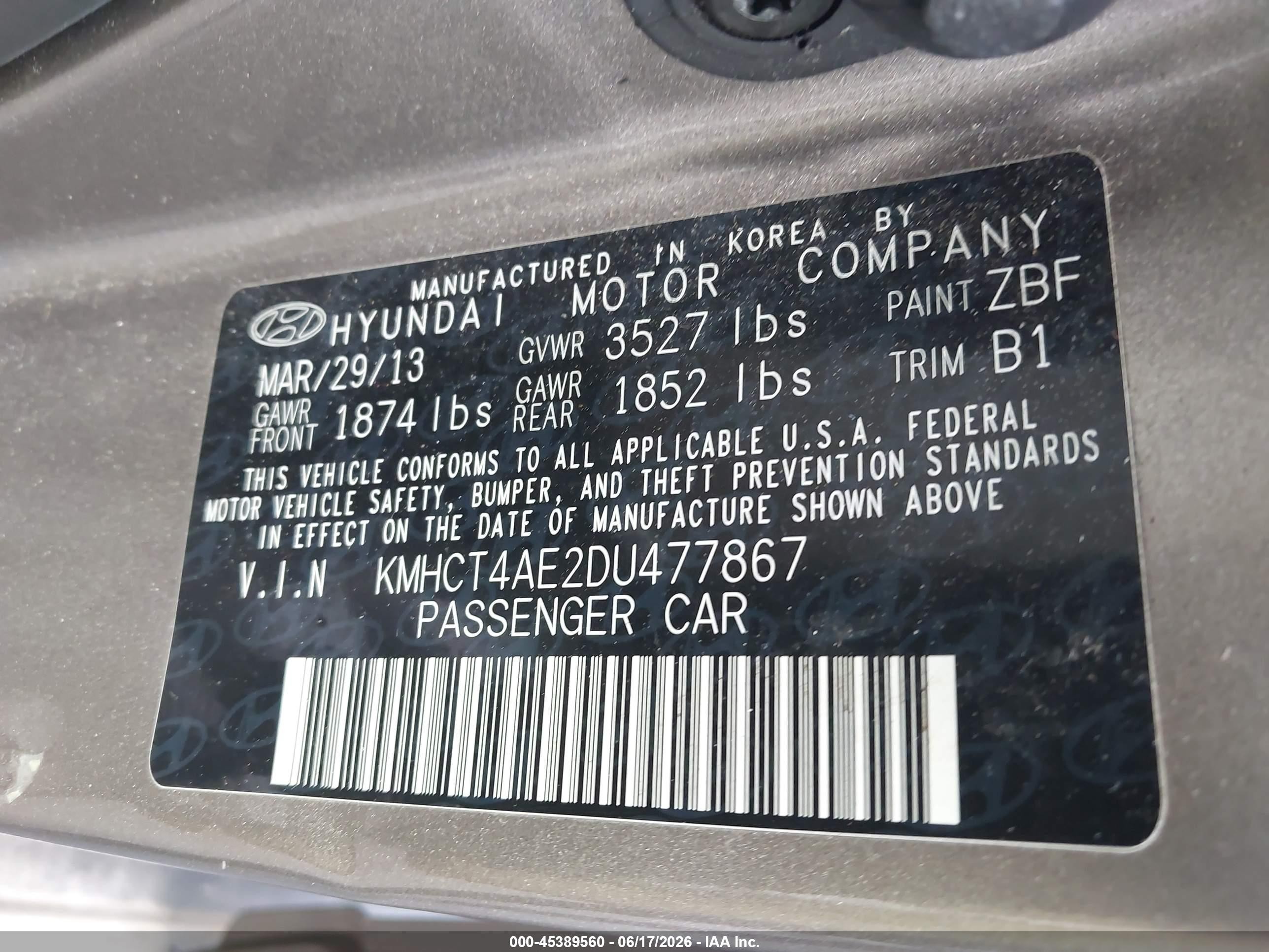 2013 Hyundai Accent Gls Dark Brown vin: KMHCT4AE2DU477867