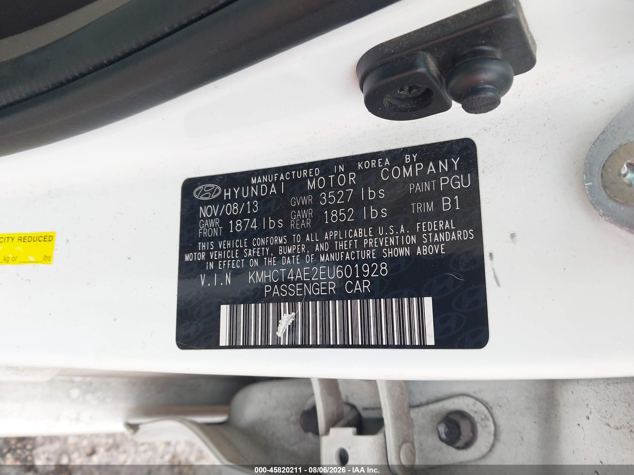 2014 Hyundai Accent Gls Белый vin: KMHCT4AE2EU601928
