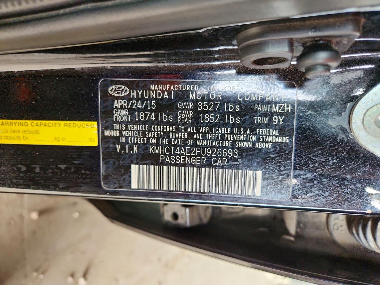 2015 Hyundai Accent Gls Black vin: KMHCT4AE2FU926693